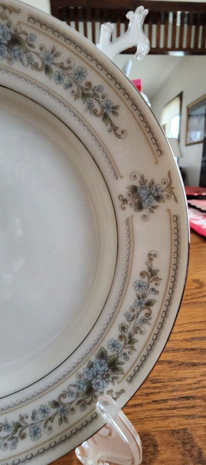 Elington Bread Dessert Plates 6 1/4″ (pairs) Wade Porcelain White Blue Platinum!