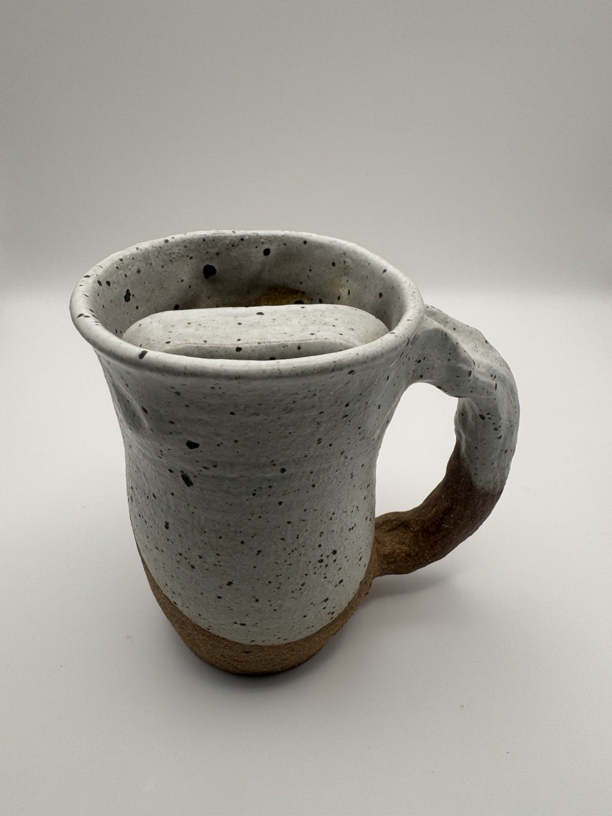 Vintage Mustache Funny Face Mug Handmade Pottery 3D Art Coffee Cup