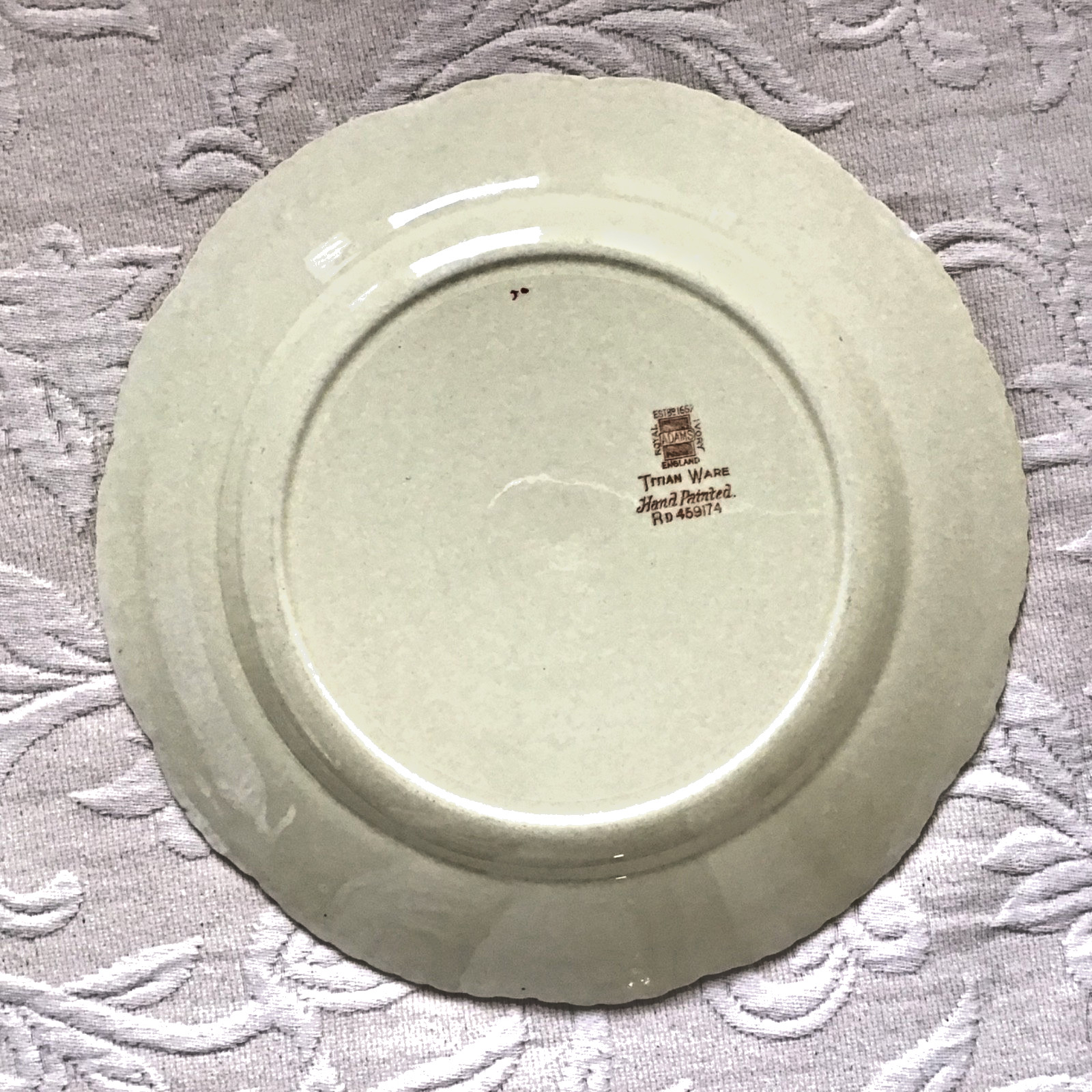 Titian Ware Phoenix 1905 Hand Painted 10” Dinner Plate Pair Adams Ivory England