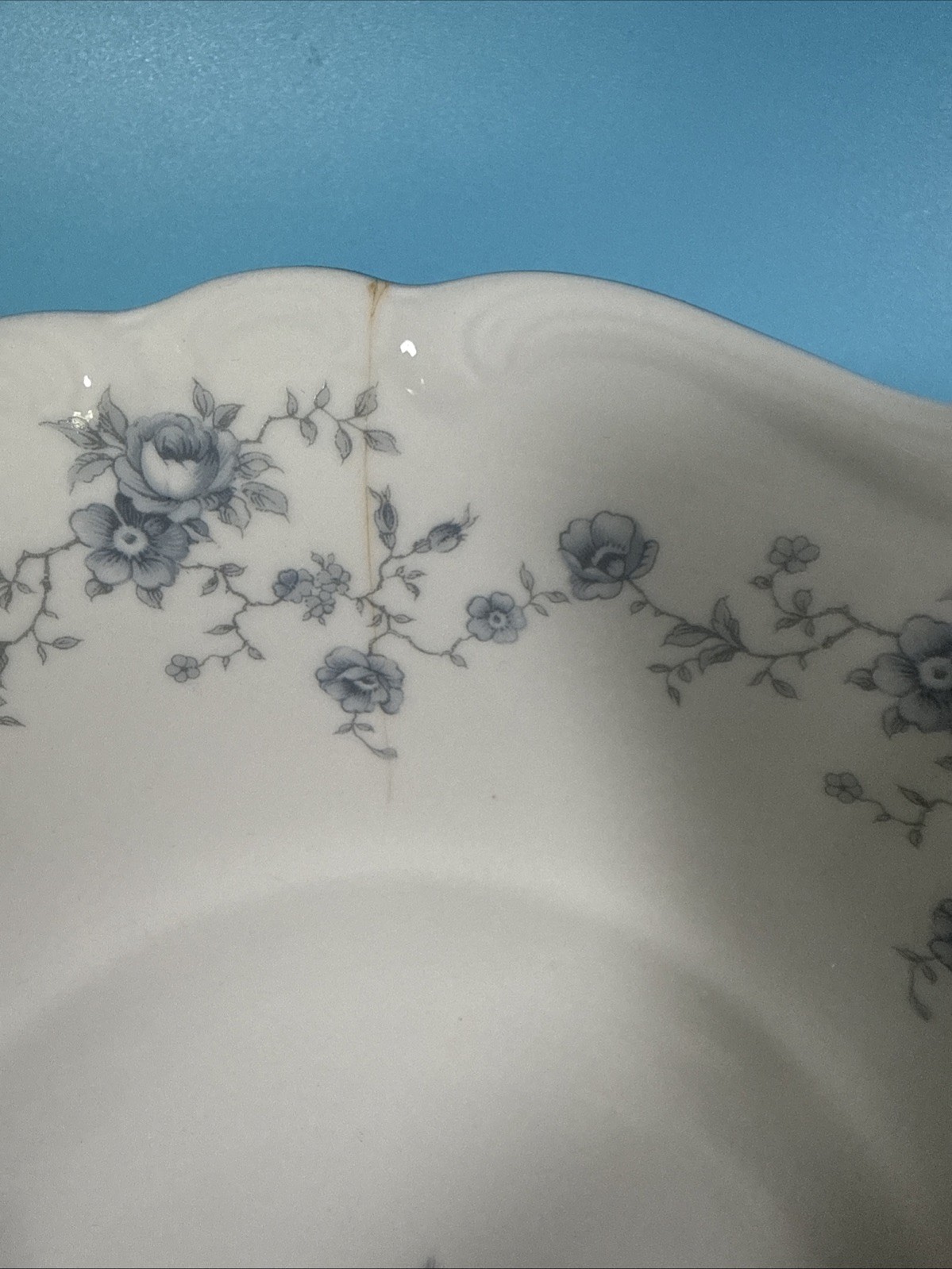 Johann Haviland Bavaria Germany Fine China Blue Garland 2 Serving Bowls