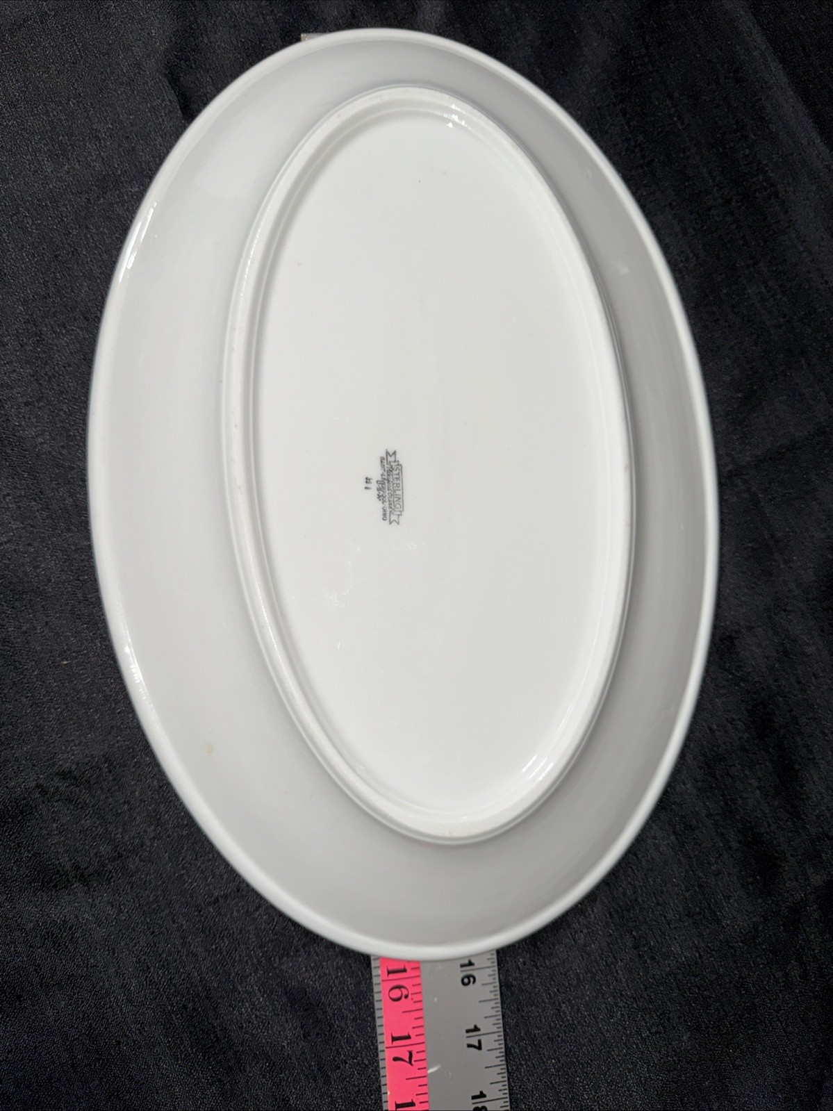 15.5” Sterling Vitrified China Restaurant Ware Green Oval Patter Plate Lot Of 3