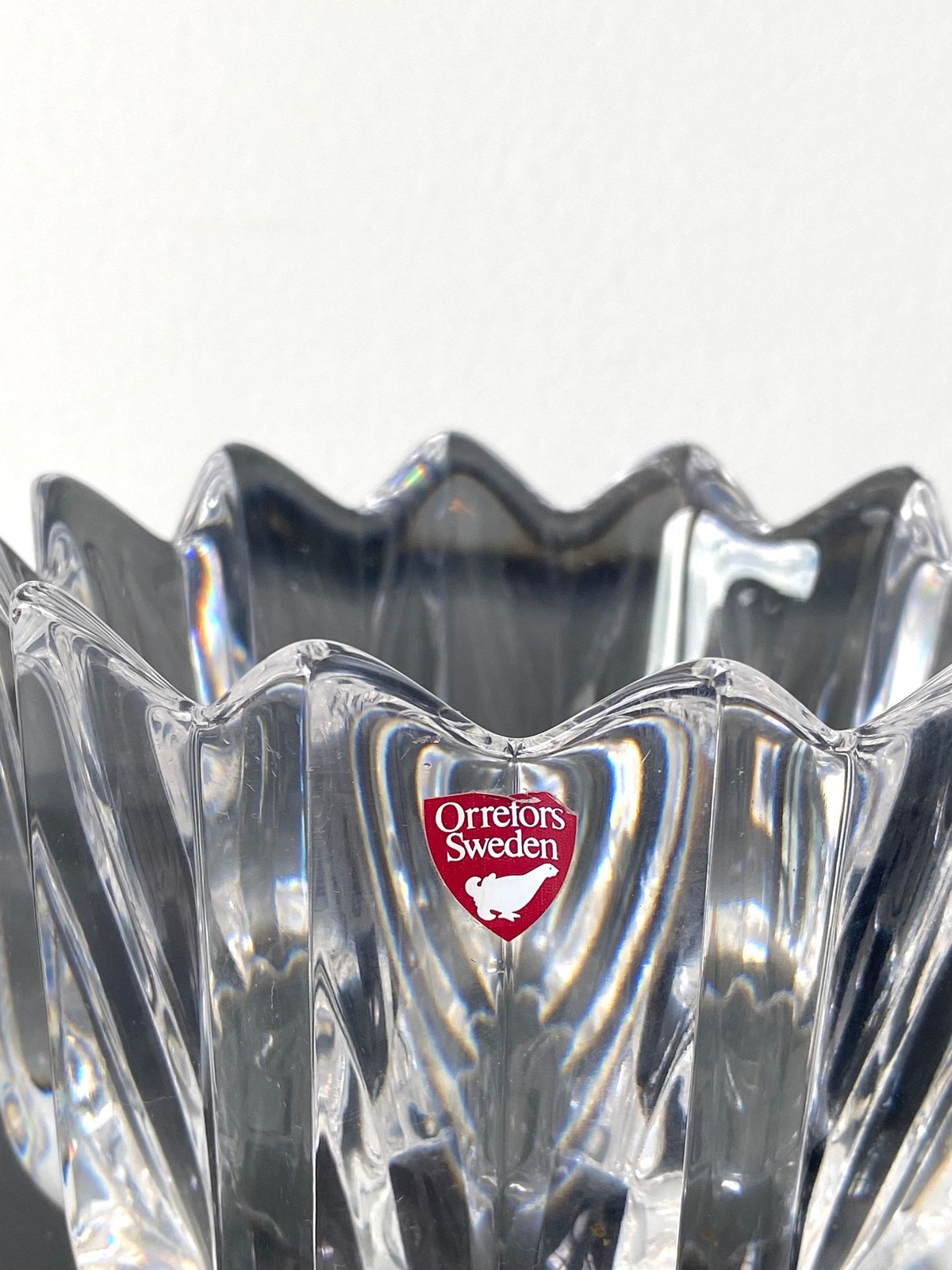 Orrefors Sweden Fleur Pattern Crystal Bowl by Jan Johansson # 4517-12 Circa 1980