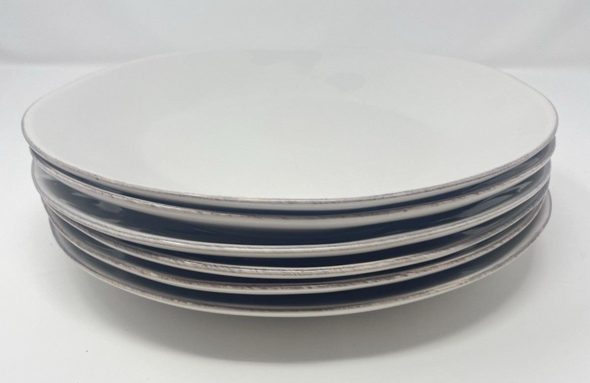 One Crate And Barrel Dinner Plate 10 1/2″ Marin White Artisanal Asymmetrical