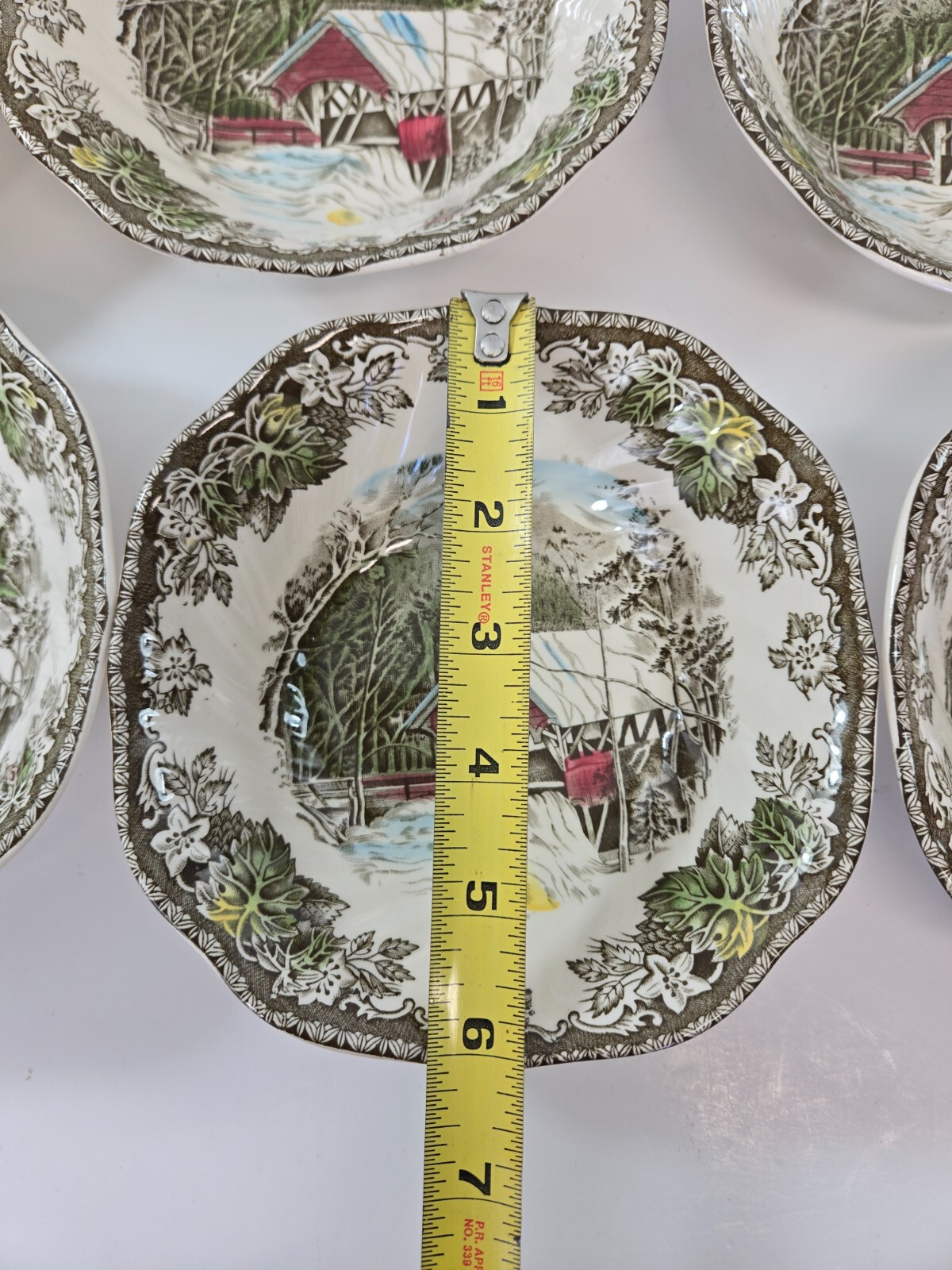 Johnson Brothers Friendly Village Covered Bridge 7 Square Cereal Bowls England