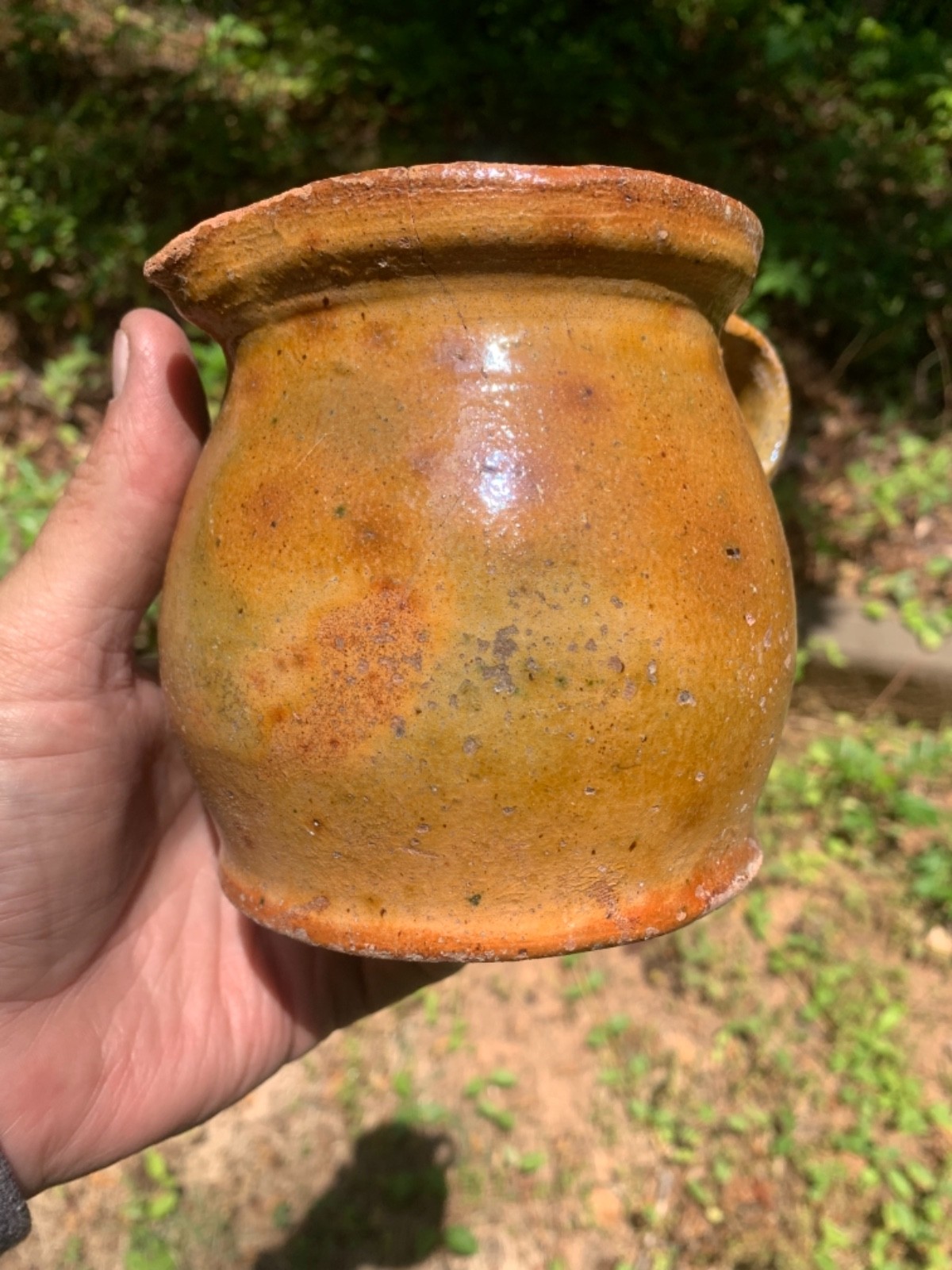 redware quart Pitcher Super Glaze no lid – flakes