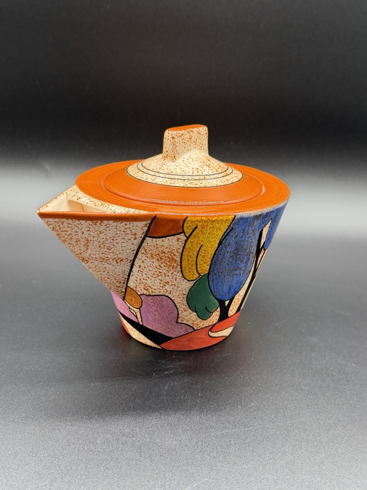 Vintage ’93 Art Deco Clarice Cliff MMA ‘Bizarre Autumn’ Tea Pot Reproduction