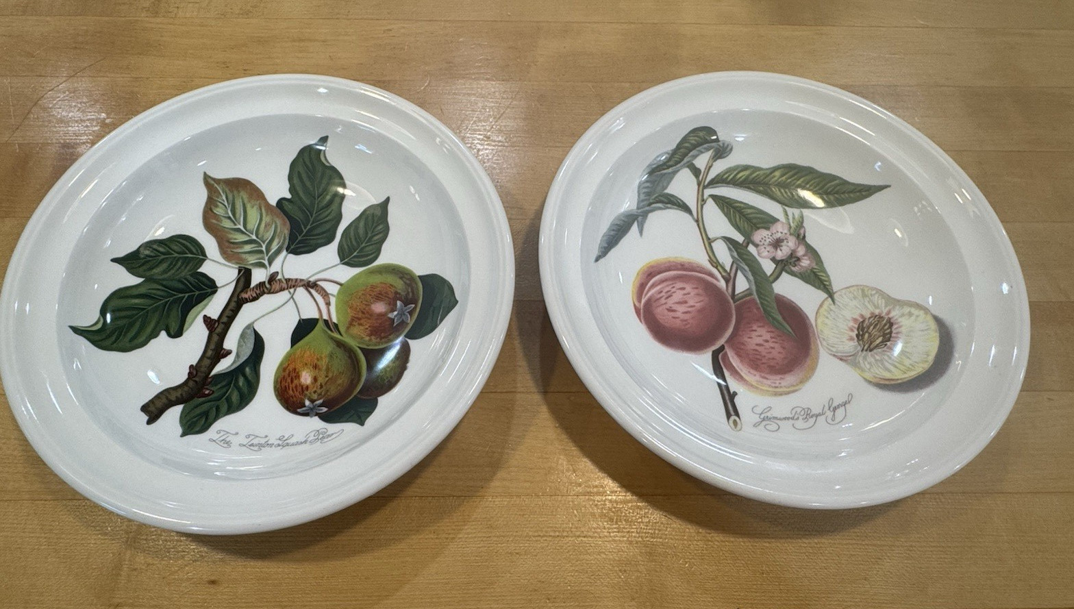 Set of 2 Portmeirion Pomona 8.5” Rimmed Soup / Pasta Bowls Royal George & Pear