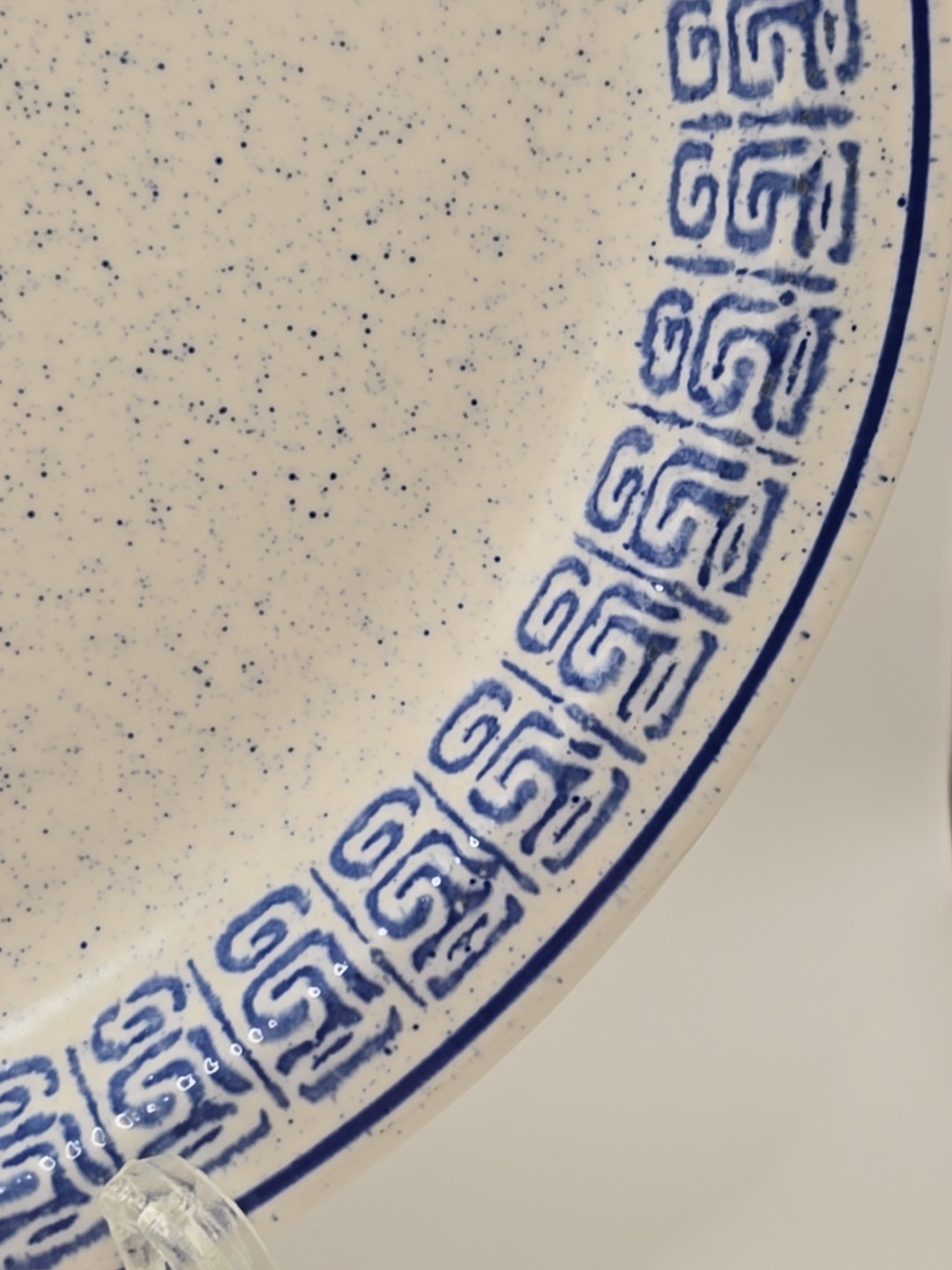 Vintage Buffalo Ceramic Blue & White Heavy Oval Serving Platter 13.5 X 10.5 In