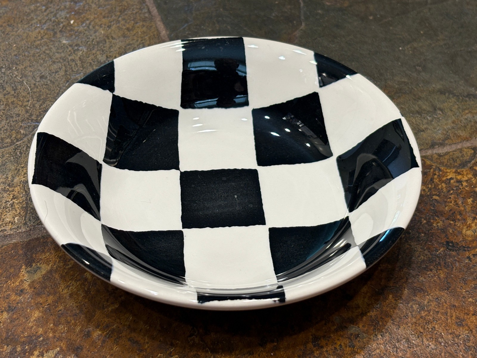 Royal Stafford Chequers Coupe Cereal Soup Ice Cream Bowl 7″ Black White Checkers