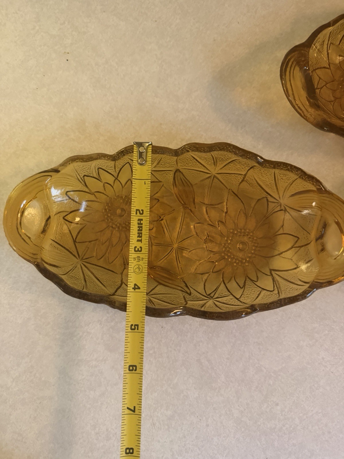 Vintage Amber Indiana Glass Sunflower and Lily Pons Candy Relish Dish Set Of 3