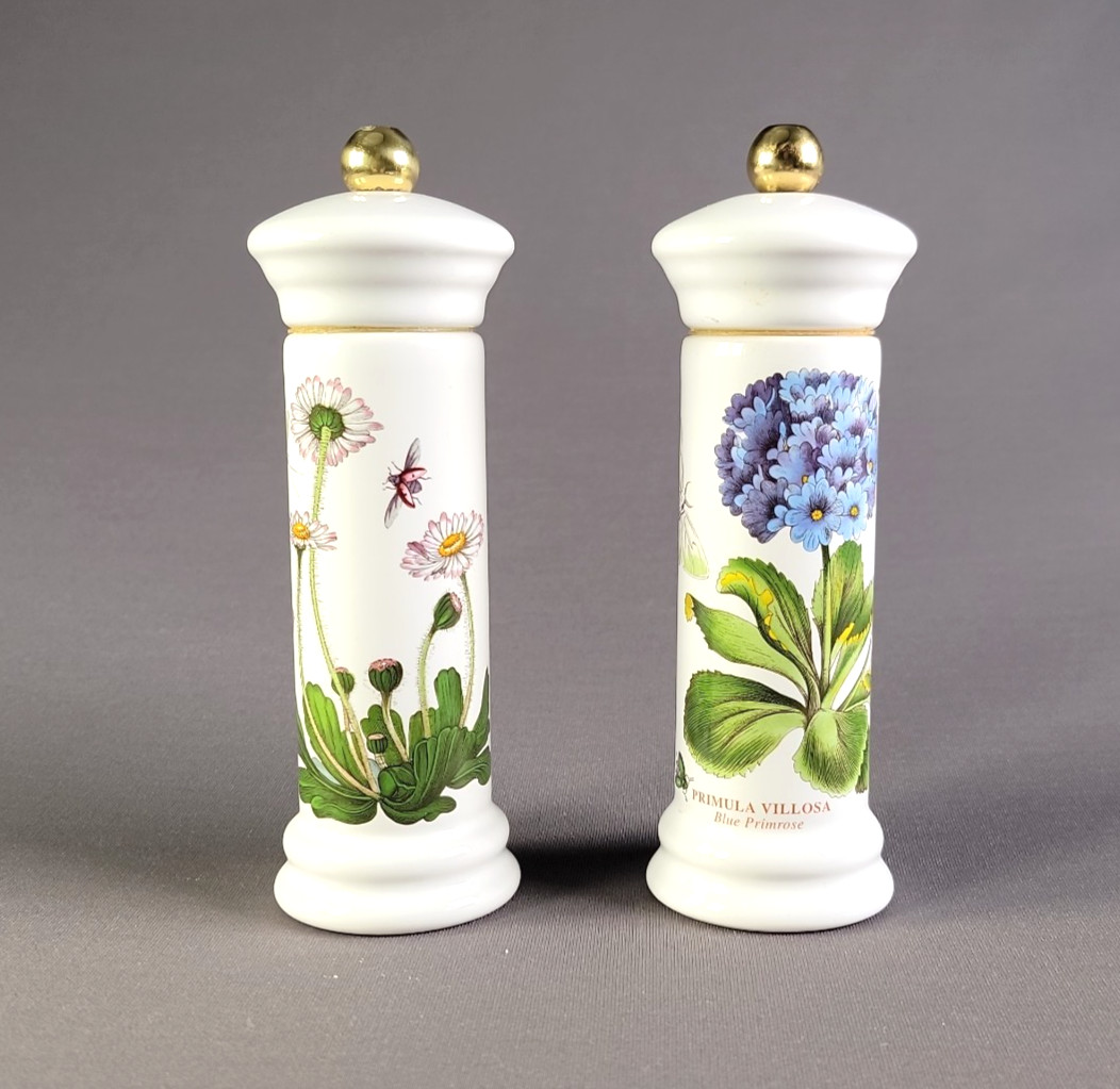 Portmeirion Botanic Garden Salt and Pepper Grinder Blue Primrose and Pansy Set