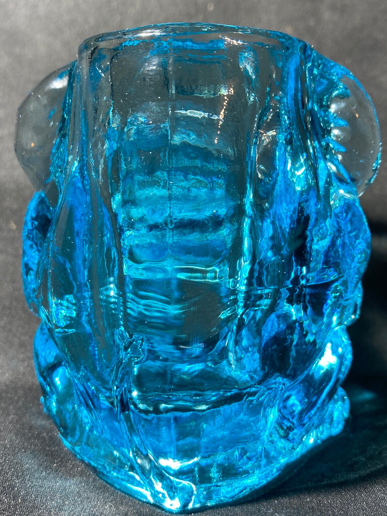 Blue Vaseline glass Circus elephant toothpick Q-tip holder uranium match crying