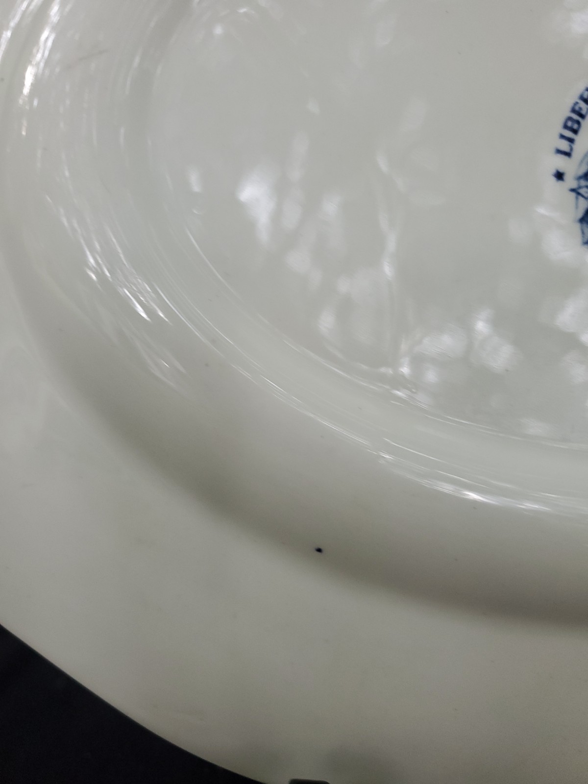 VTG Liberty Blue White Staffordshire Transferware Ironstone Oval Platter 12″