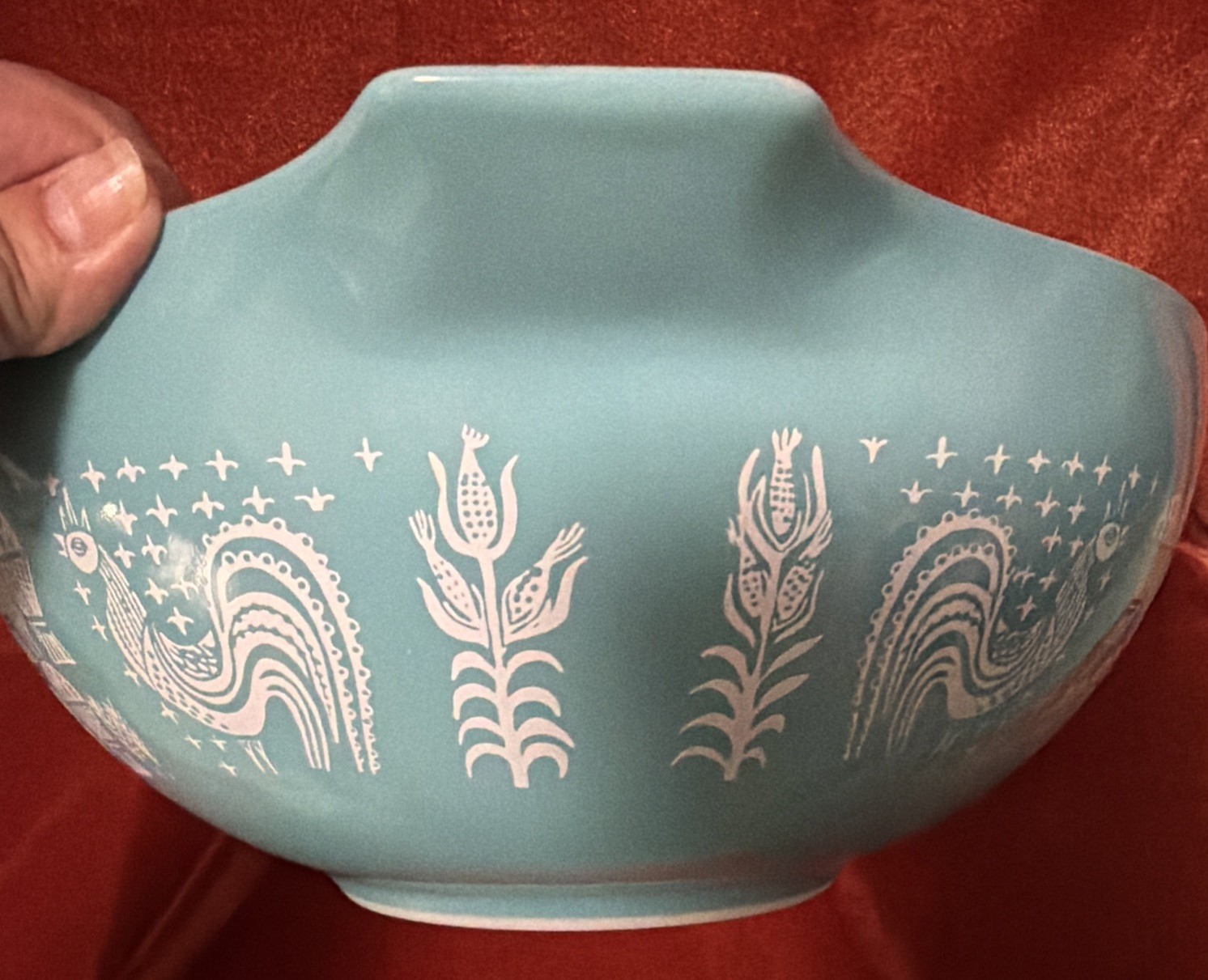 VTG PYREX Bowl, Amish Butterprint #444, 4 Qt Cinderella, Turqu Blue, Mint Cond.