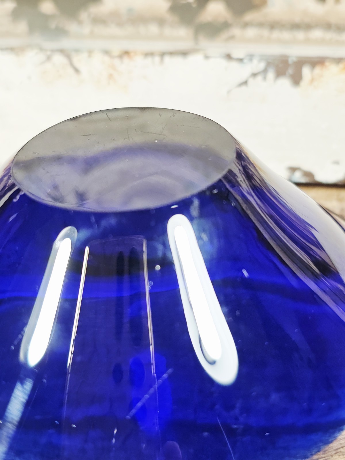 VTG Scandinavian Cobalt & Clear Candy Dish, 2″ Tall X 6″ Diameter