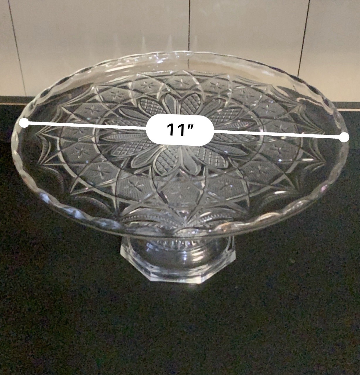 Bryce Walker Leverne No 80 Star In Honeycomb Clear Glass Cake Stand EAPG