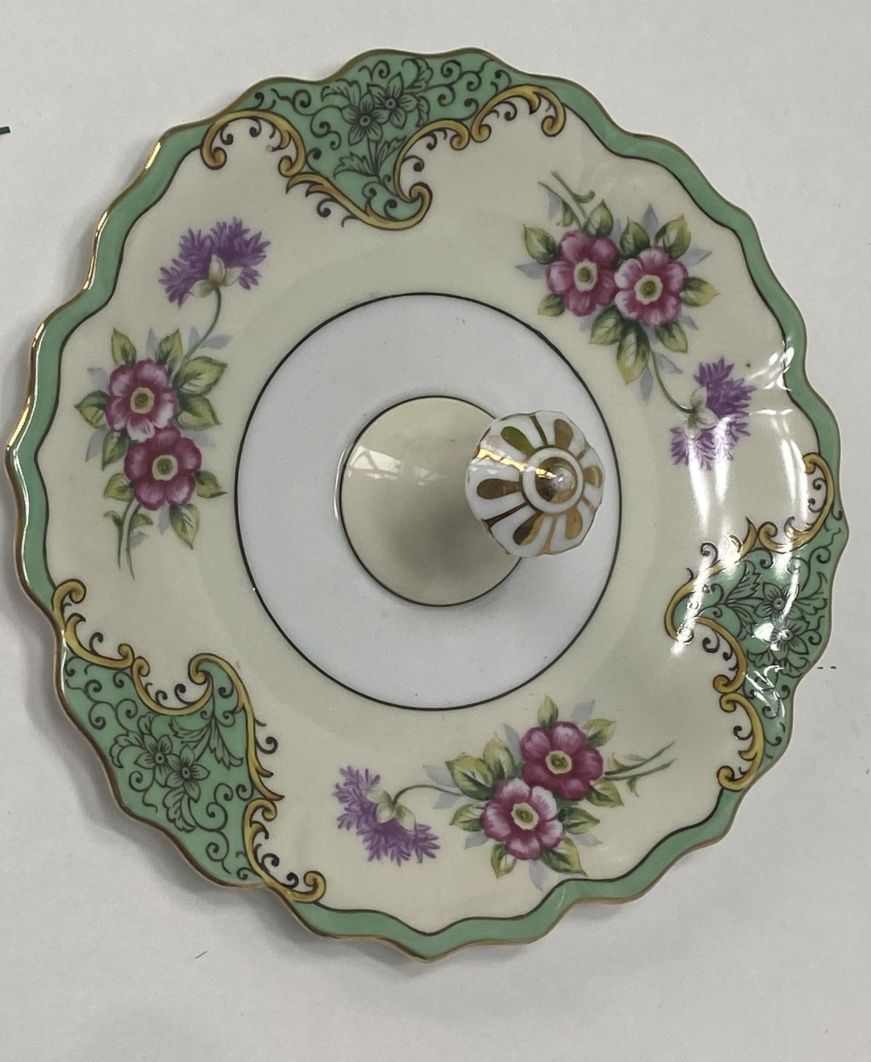 Noritake Morimura Nut Candy Mint Lemon Server Porcelain Mint Green Lavender Dish