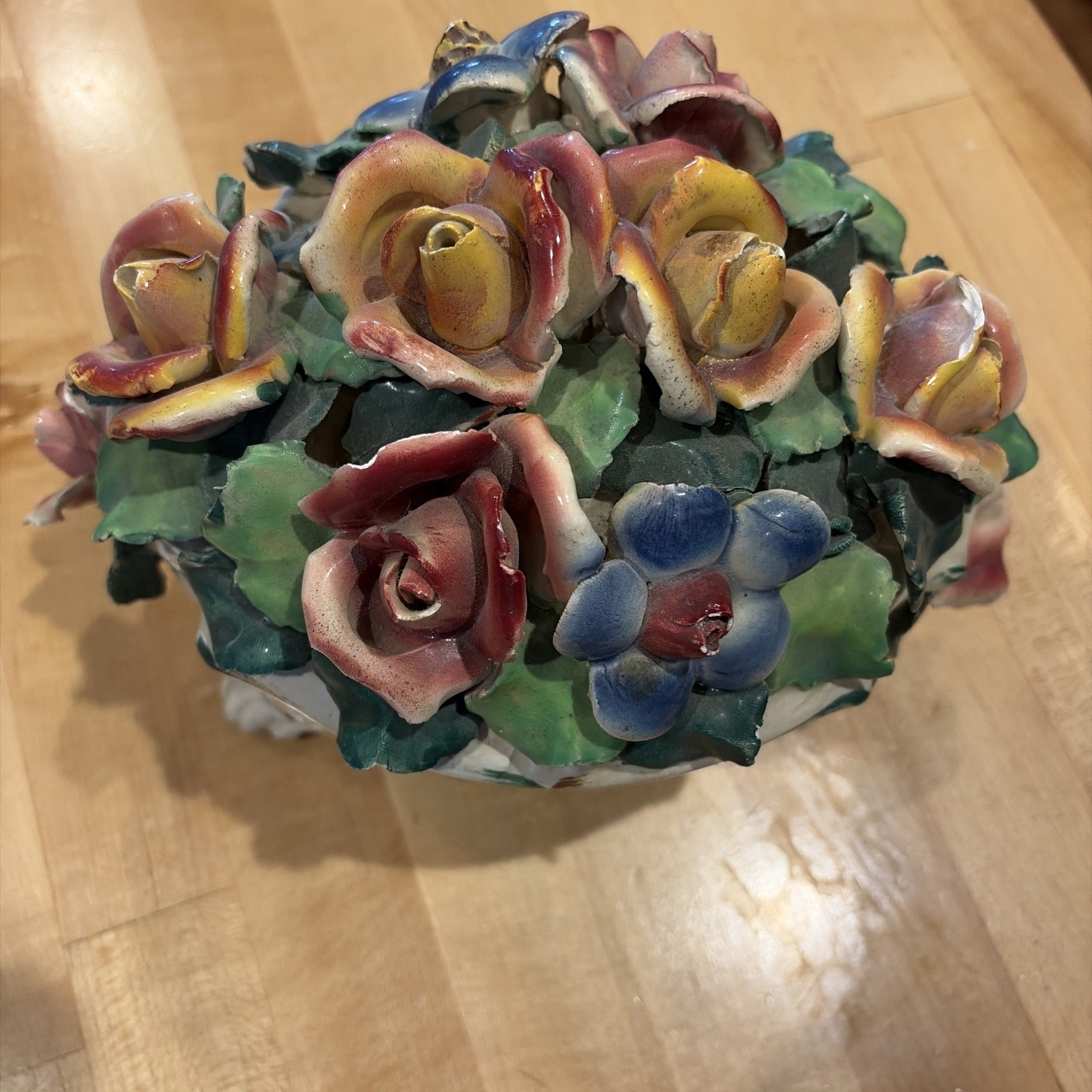 Vintage Capodimonte Porcelain Footed Floral Centerpiece