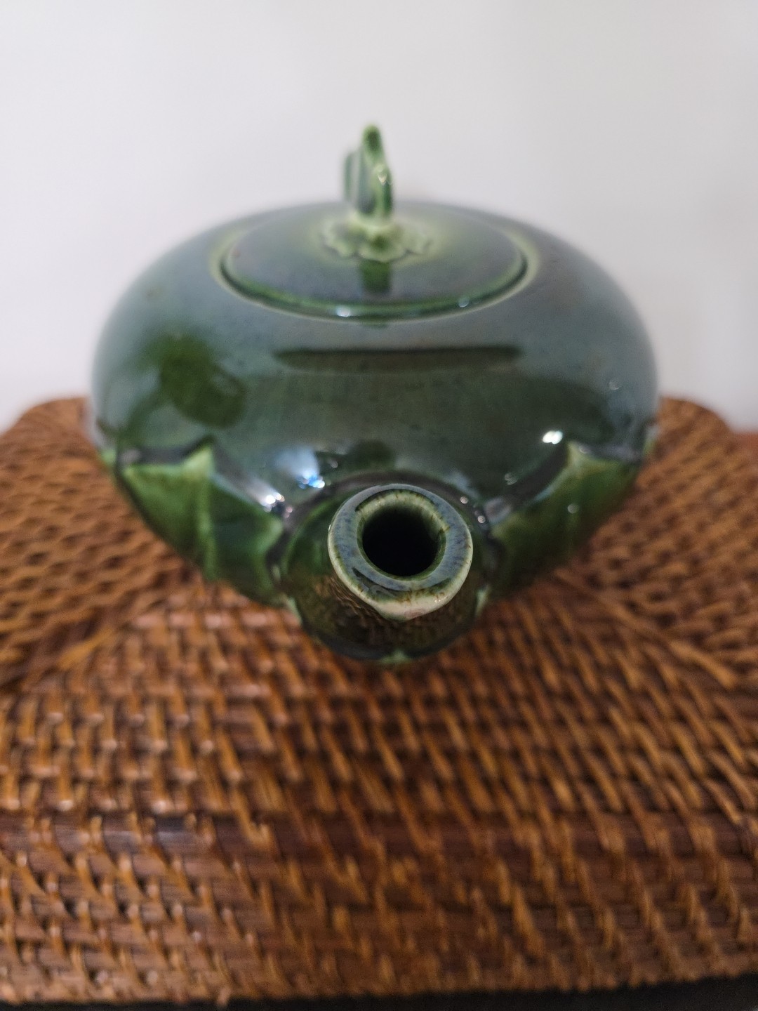 Steubenville Woodfield China Teapot Dark Green Leaves