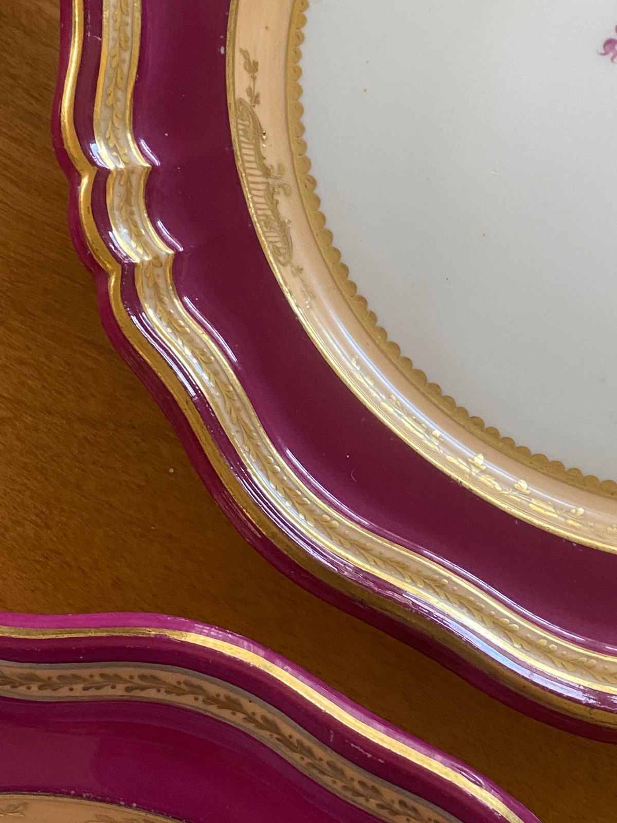 Antique 1850 – 1875 Paris Porcelain Set 4 Neoclassical Gilt Cabinet Plates