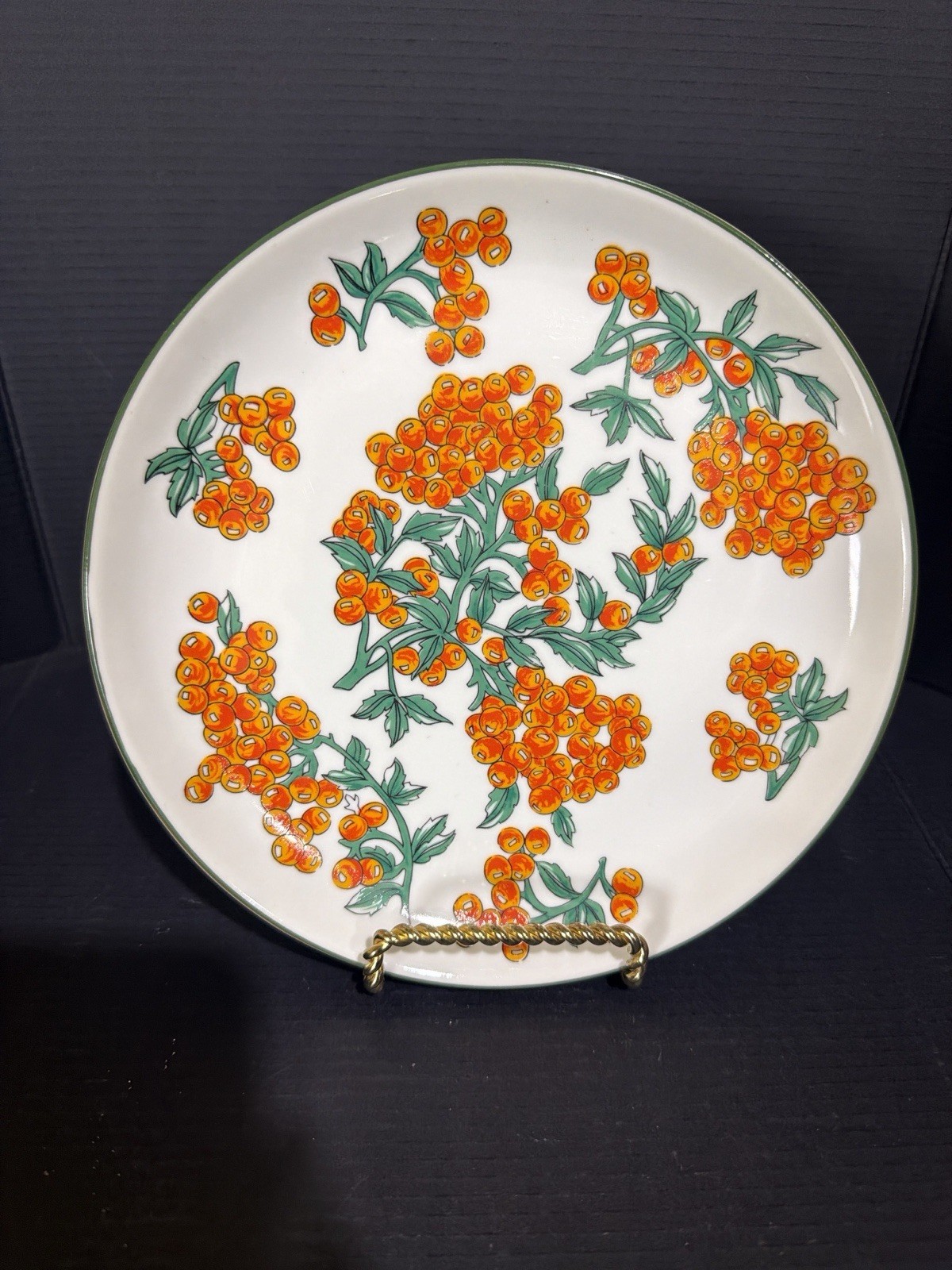 Berry Patch Plate Orange Berries Korea Floral Serving Plate