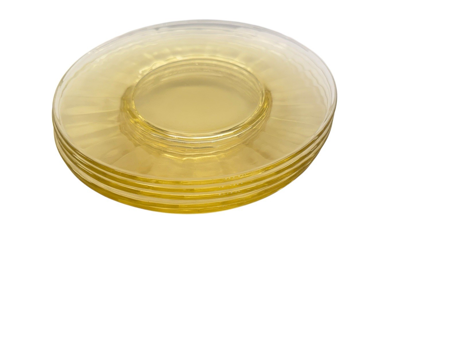 Vtg 1930s Fostoria Fairfax Topaz Yellow Glass Luncheon Plate Set of 6 8.25″ 2375