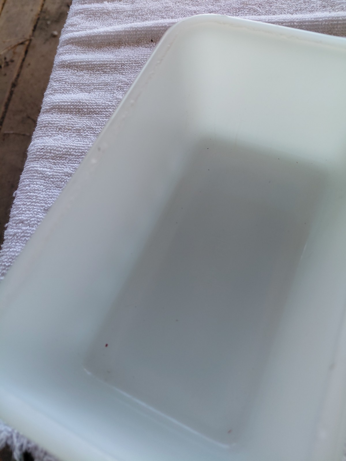 vintage turquoise glasbake refrigerator dish 6”
