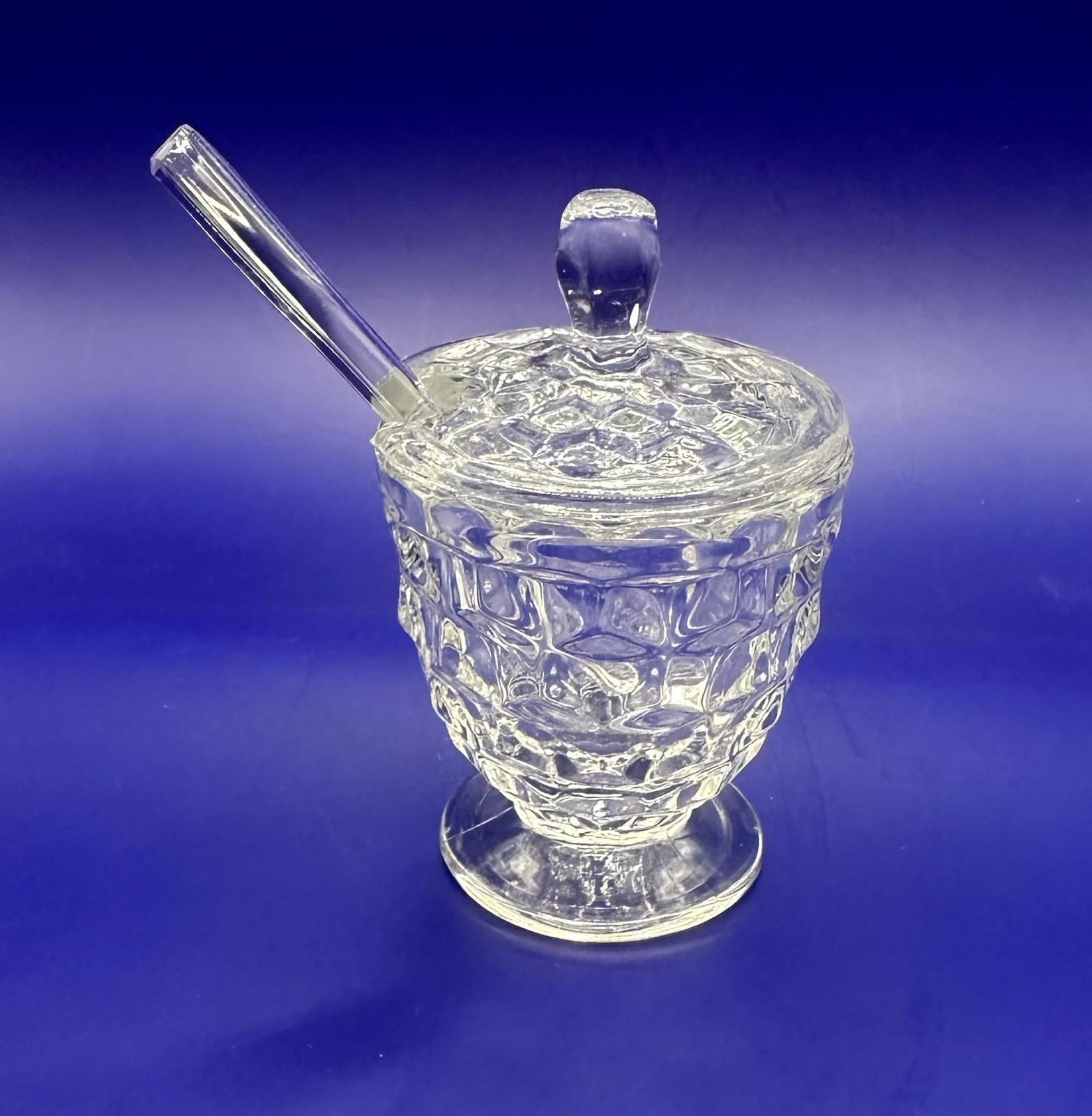 1 Set Of Fostoria American Clear 7 Piece Cloverleaf Condiment Set Used- Read-