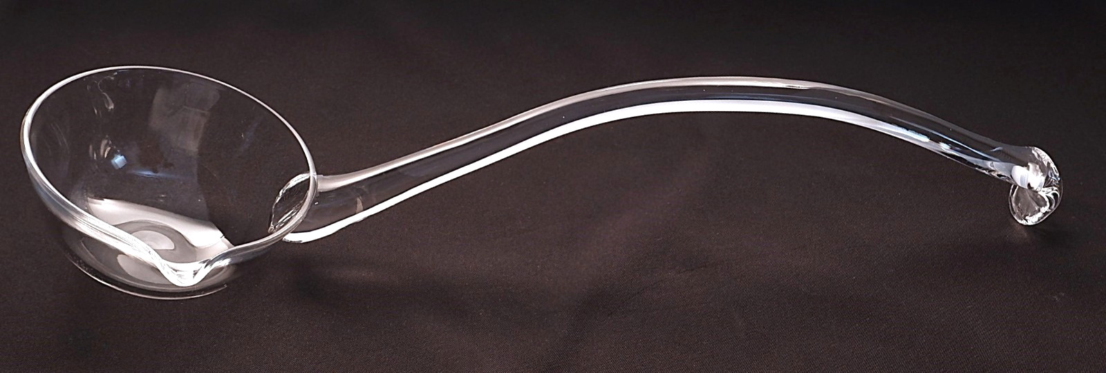 Vintage Hand Blown Clear Glass Punch Bowl Ladle Single Pour Spout 13-1/2”