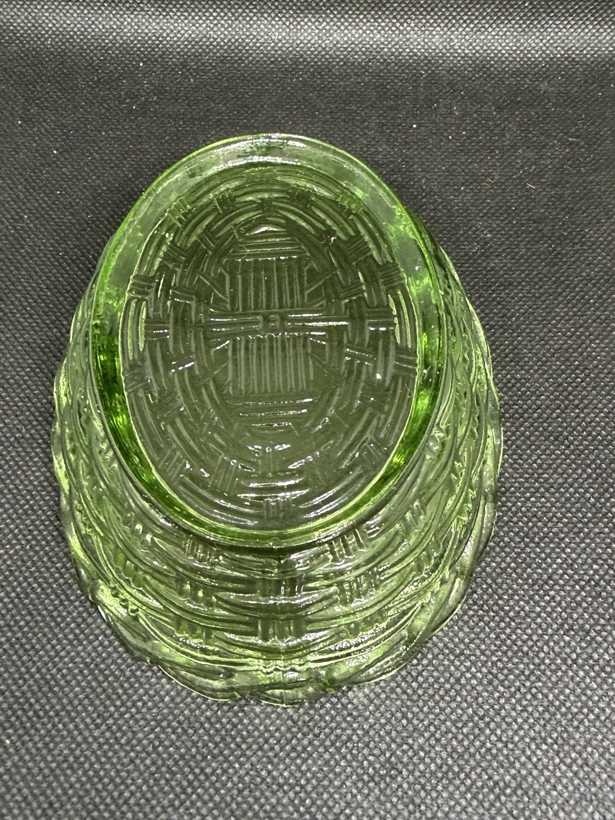 Vintage L E Smith Heavy Emerald Green Glass Hen On Nest Candy Dish MCM