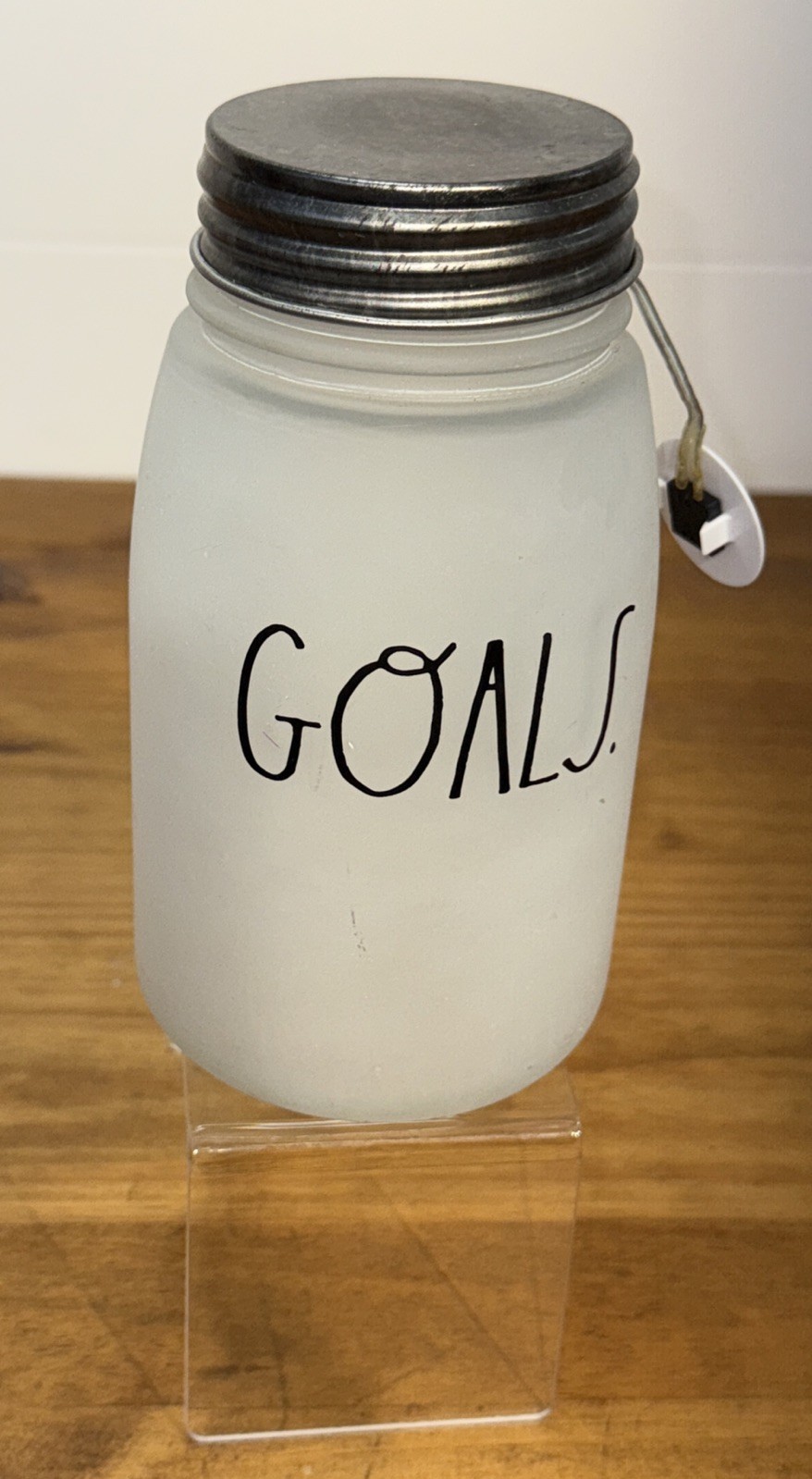 Rae Dunn “GOALS” Frosted Lighted Mason Jar Accent Lamp Home Decor EUC