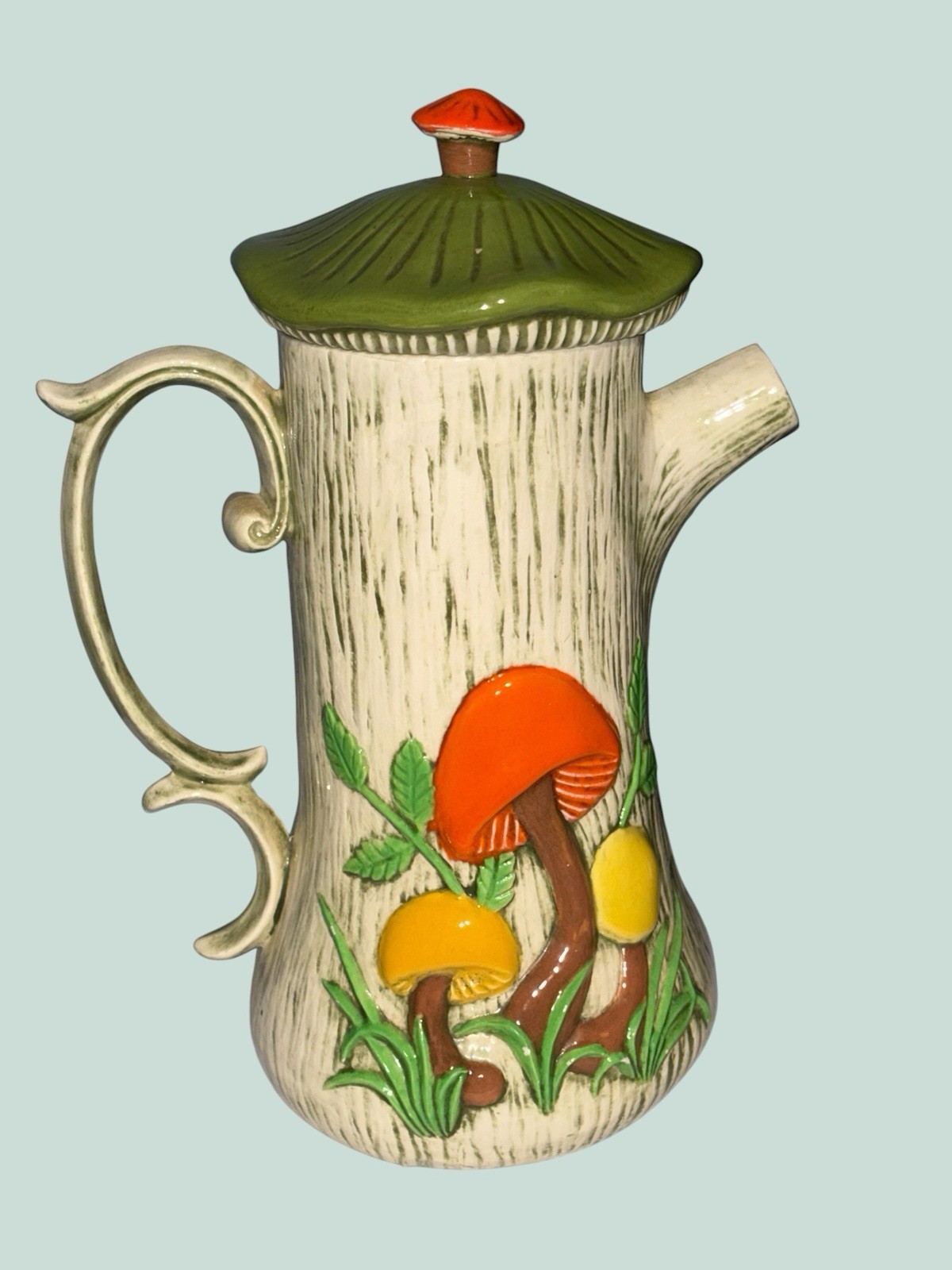 Vintage Arnel’s Mushroom Pattern Tea Pot With Lid And 1 Coffee Tea Mug