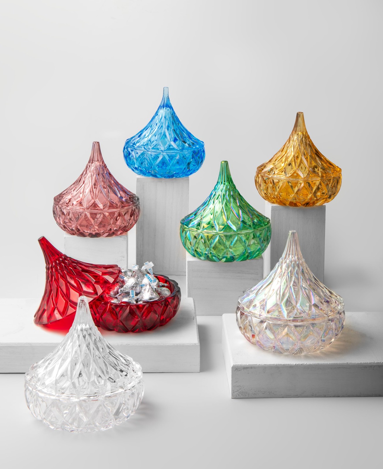 Hershey’s Kiss Glass Covered Box Crystal Dishware Bowl Candy Storage Gift