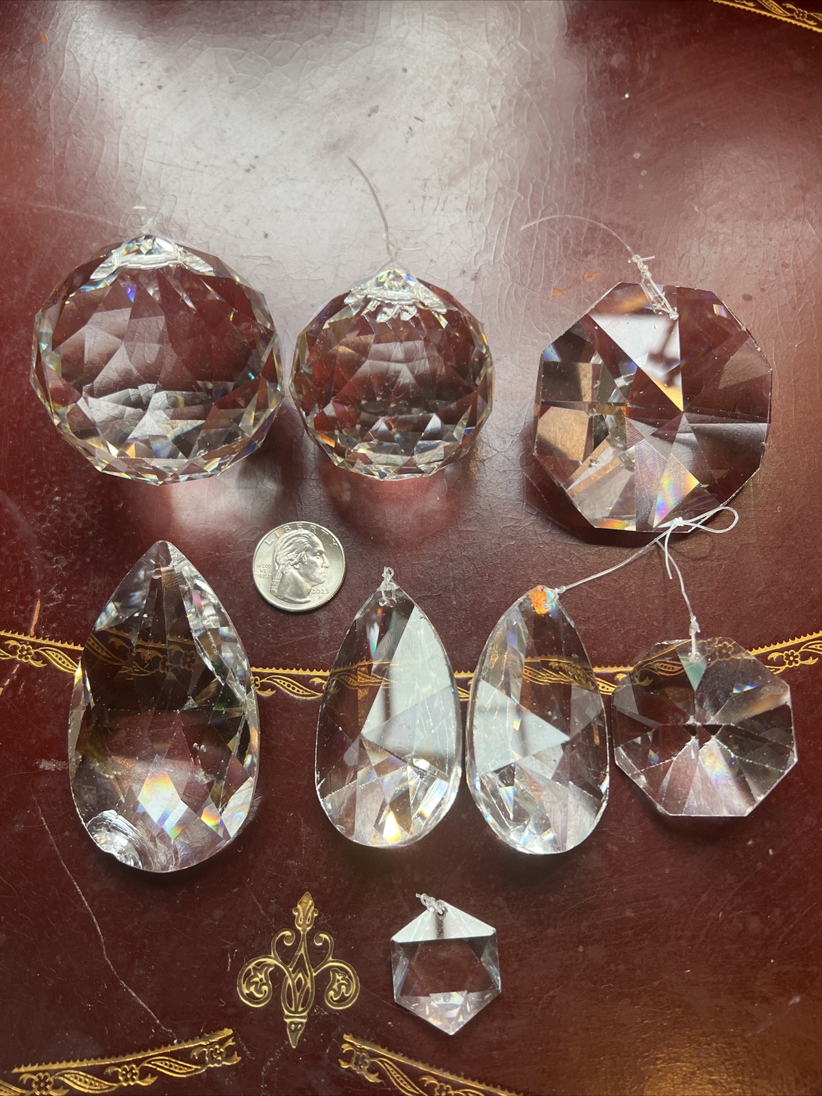 Window crystal pendant with many facets of diamond cutting process beautiful 8pc