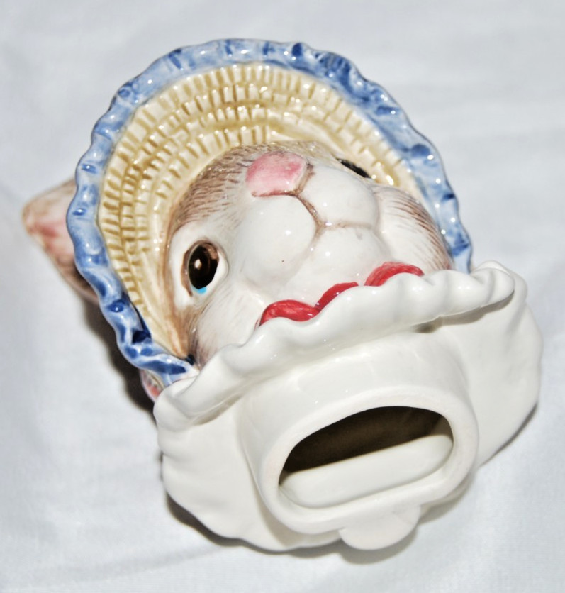 VTG 1992 Fitz and Floyd Bunny Bonnet Hill Ceramic Teapot Mother Baby Rabbit 40oz