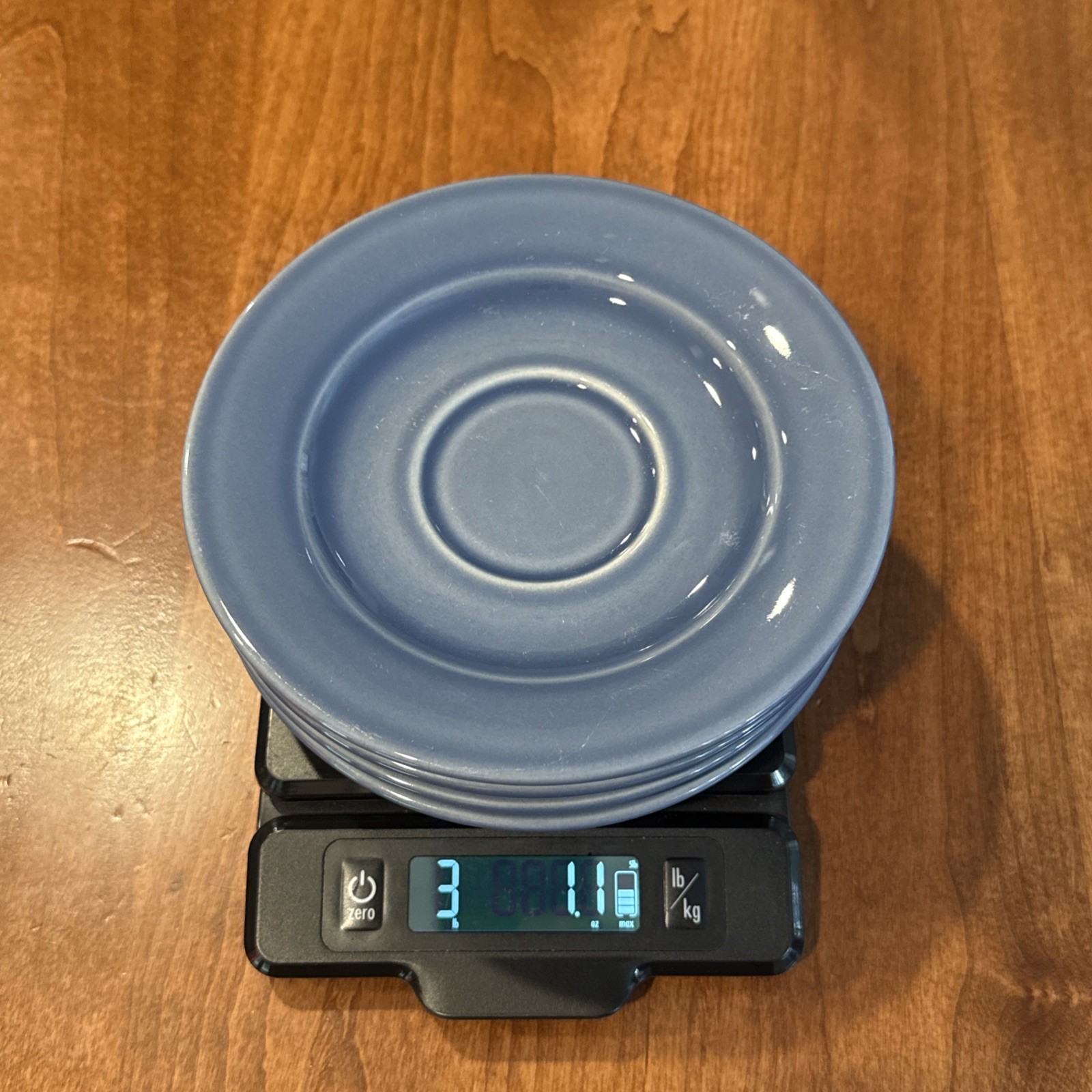 Williams Sonoma BELVEDERE CORNFLOWER BLUE Set Of (4) 6 3/4″ Saucers Portugal