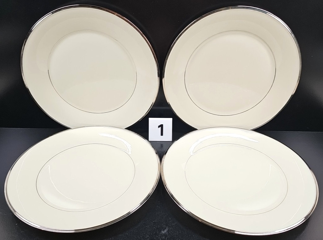 4) Lenox Solitaire 5 Pc Place Setting Vintage Elegant Platinum Dining Dishes Lot