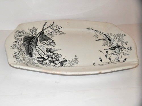 ASHWORTH BROS. 13 3/4″ BLACK TRANSFERWARE VICTORIA IRONSTONE PLATTER USED BIN!