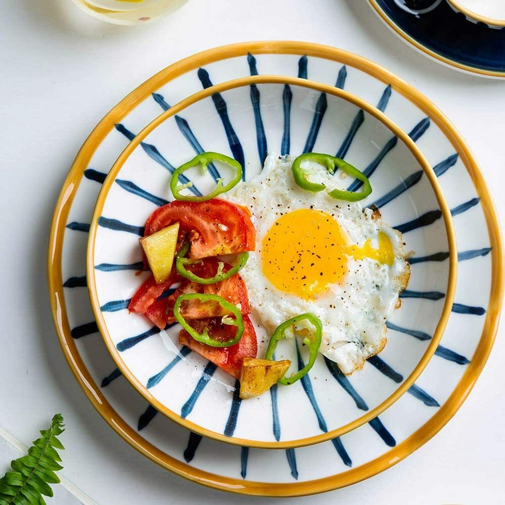Plate Set of 4 Dinner plate 8″or 10″ Handcraft Pasta Serving Dish Japanese Style