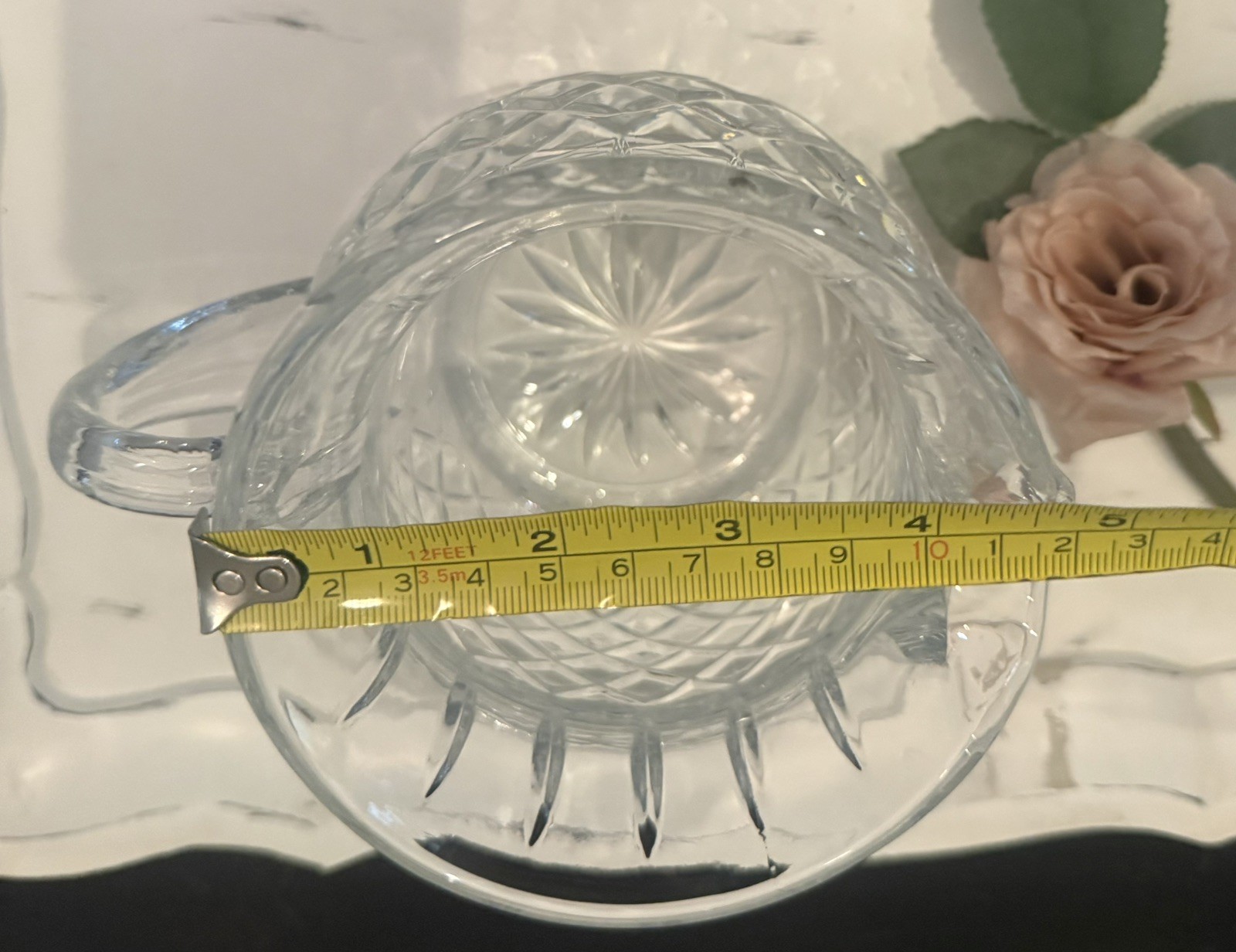 Vintage FTD Lead Crystal Pitcher Diamond Cut Beautiful, Heavy EUC