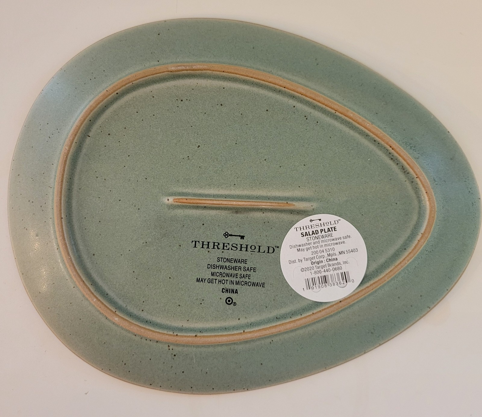 4 ct Threshold Stoneware Aqua Egg Teardrop Shape Salad Plates Pink Yellow Easter