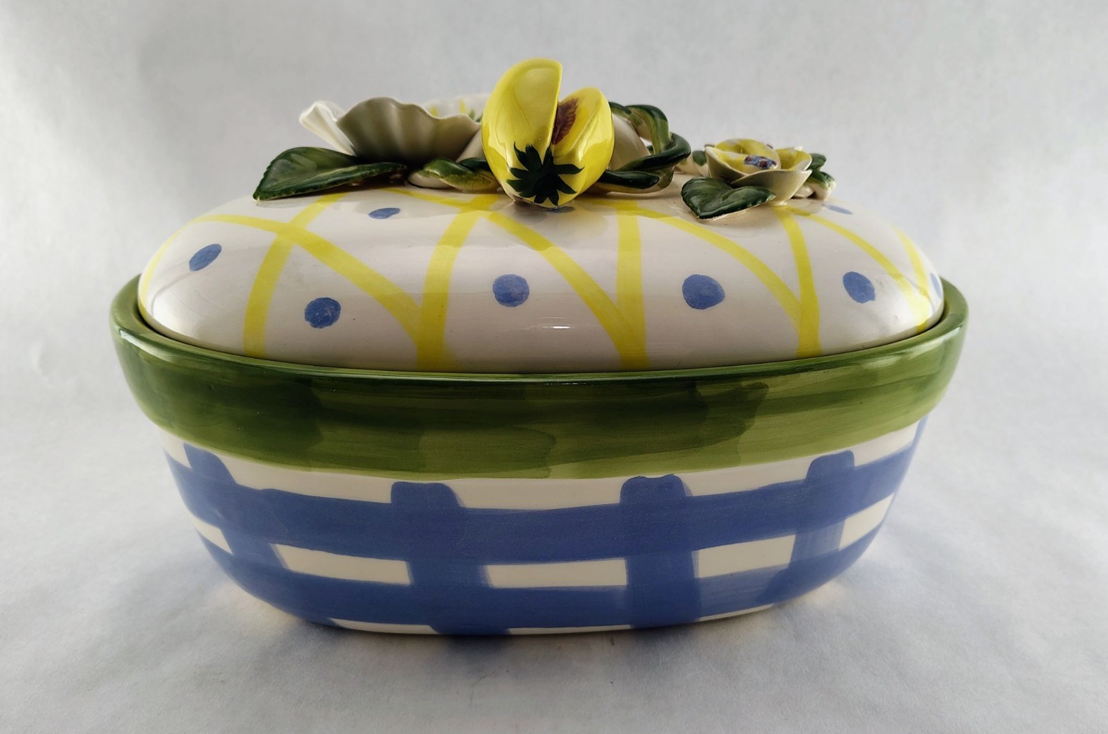 Serving Bowl Paper Windows Lidded Easter / Spring Excellent for Display VTG