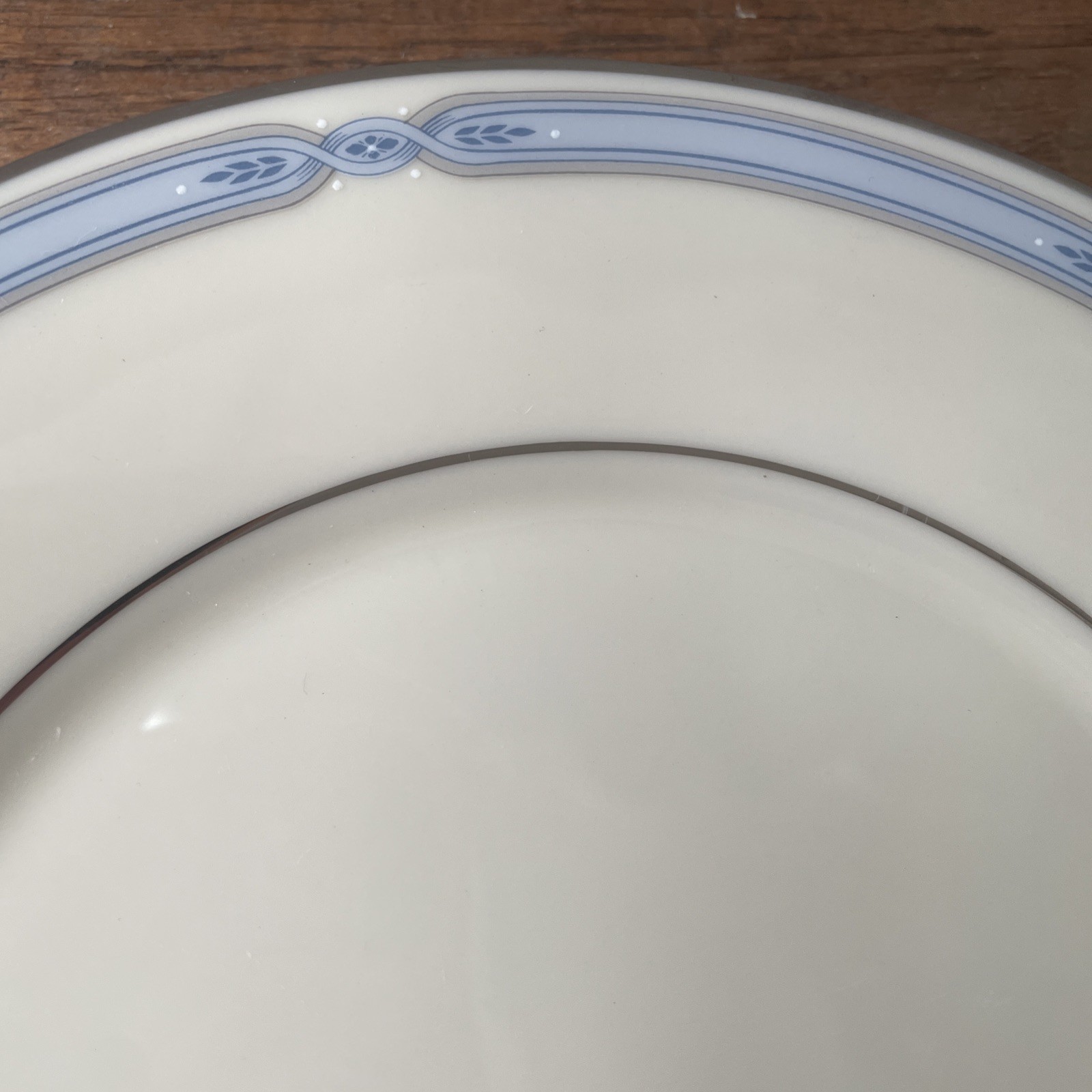 LENOX Courtland Salad Plate Set Of Four Blue Gray Band Platinum Trim 8”USA