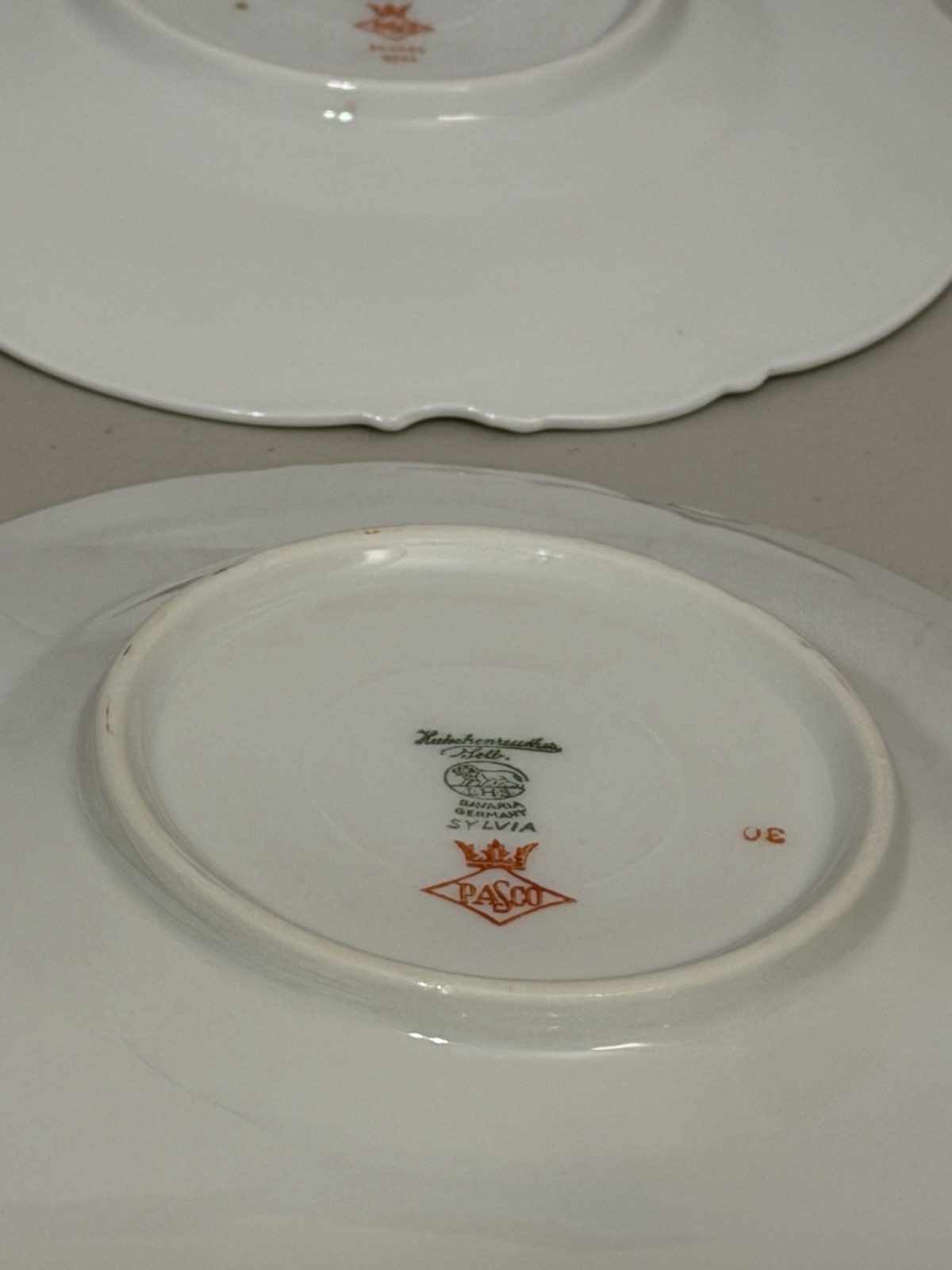 VINTAGE SET OF 6 HUTSCHENREUTHER REVERE SYLVIA CUPS & SAUCERS SILVER PLATINUM