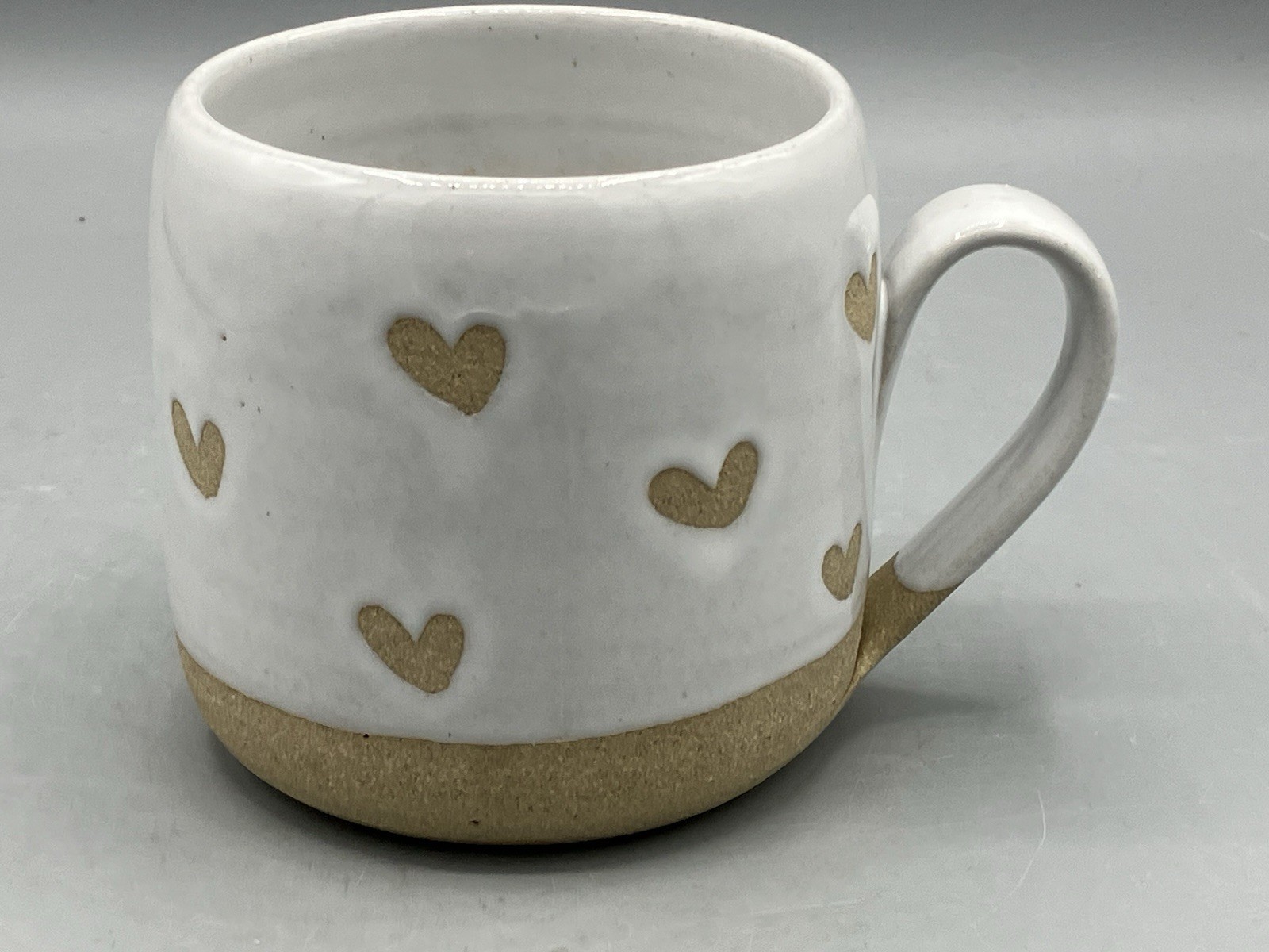 Farmhouse Pottery Confetti Heart Mug Cup American Stoneware White 12 oz EUC
