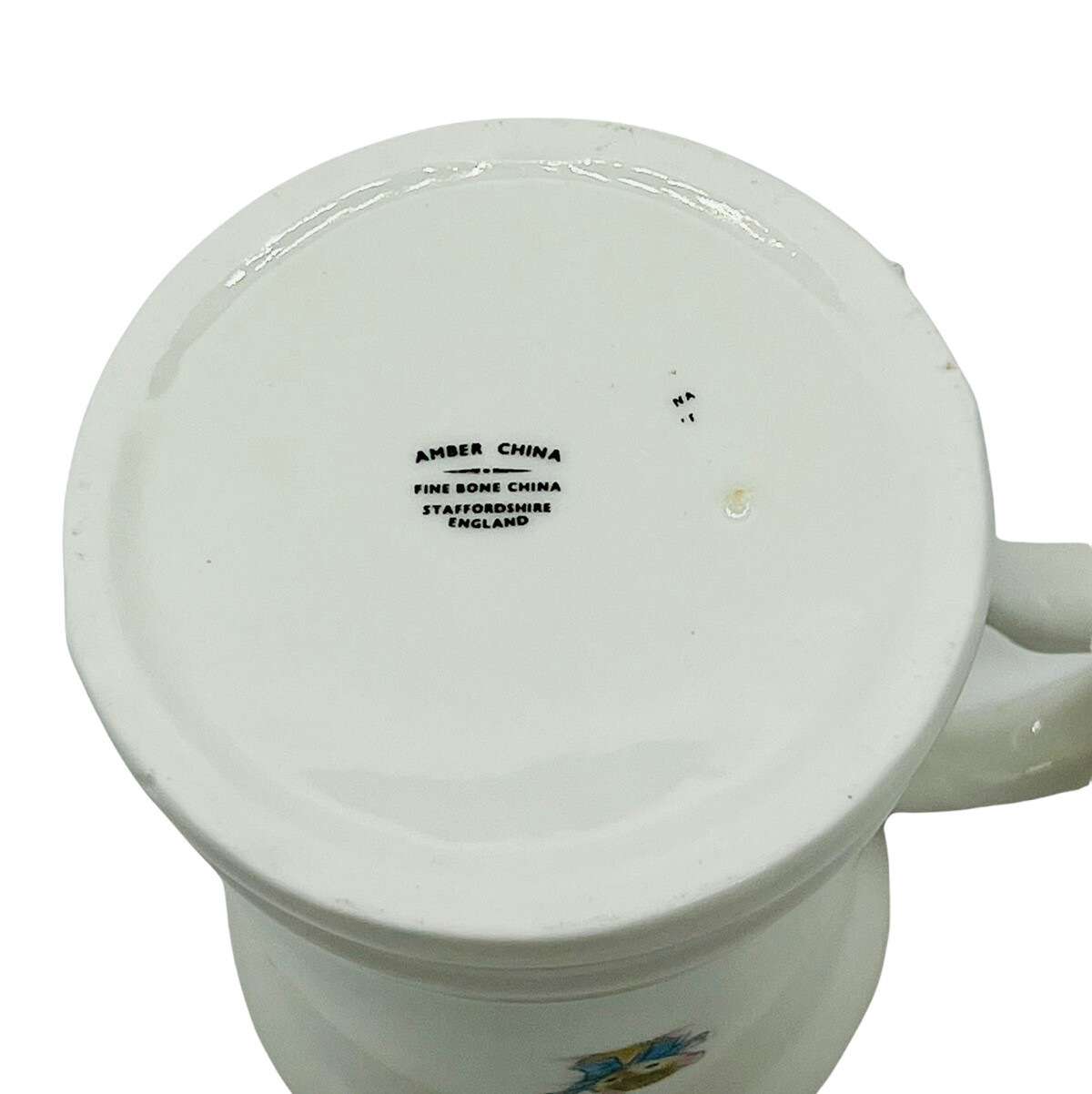 Mouse Party Straffordshire Amber Bone China Handled Cup 6 oz Pink Trim