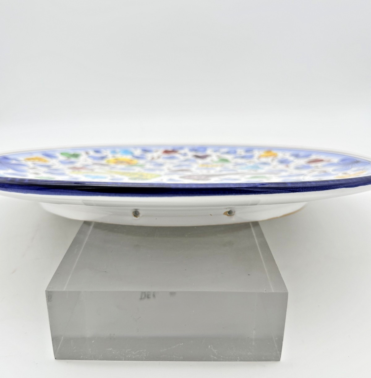 Vintage FIMA Deruta Italy Hand Painted Majolica Charger 12″ Birds Floral Plate