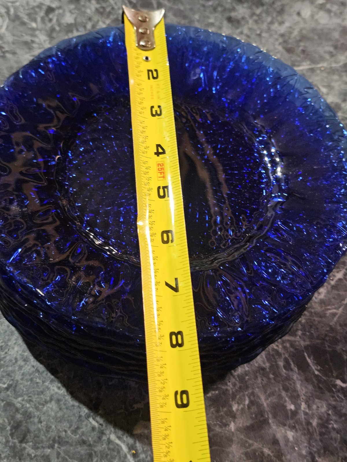 Avon Royal Sapphire Cobalt Blue Glass Set of 8 Salad/Dessert Plates 7.75in