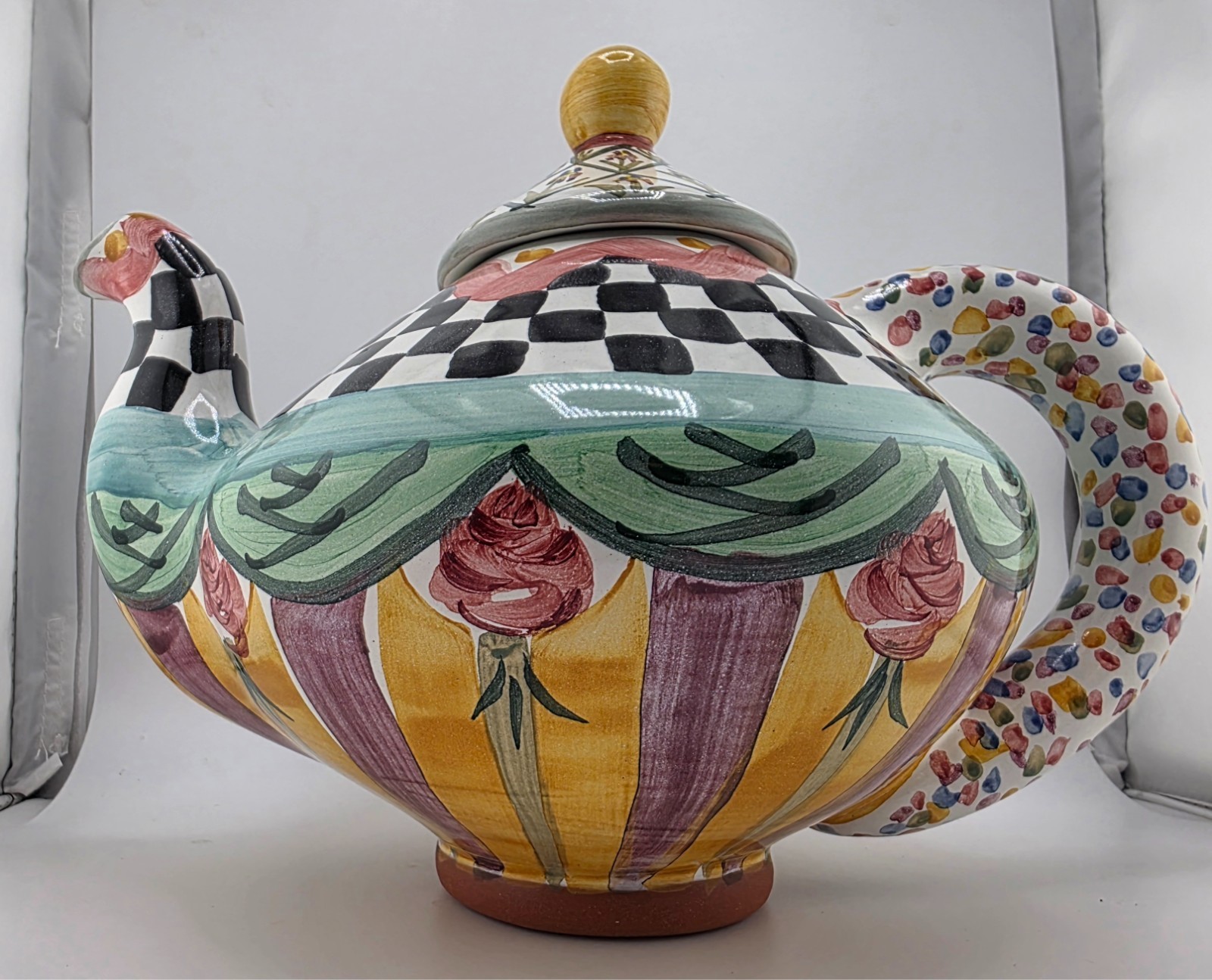 MacKenzie Childs Ceramic Teapot Taylor Odd Fellows