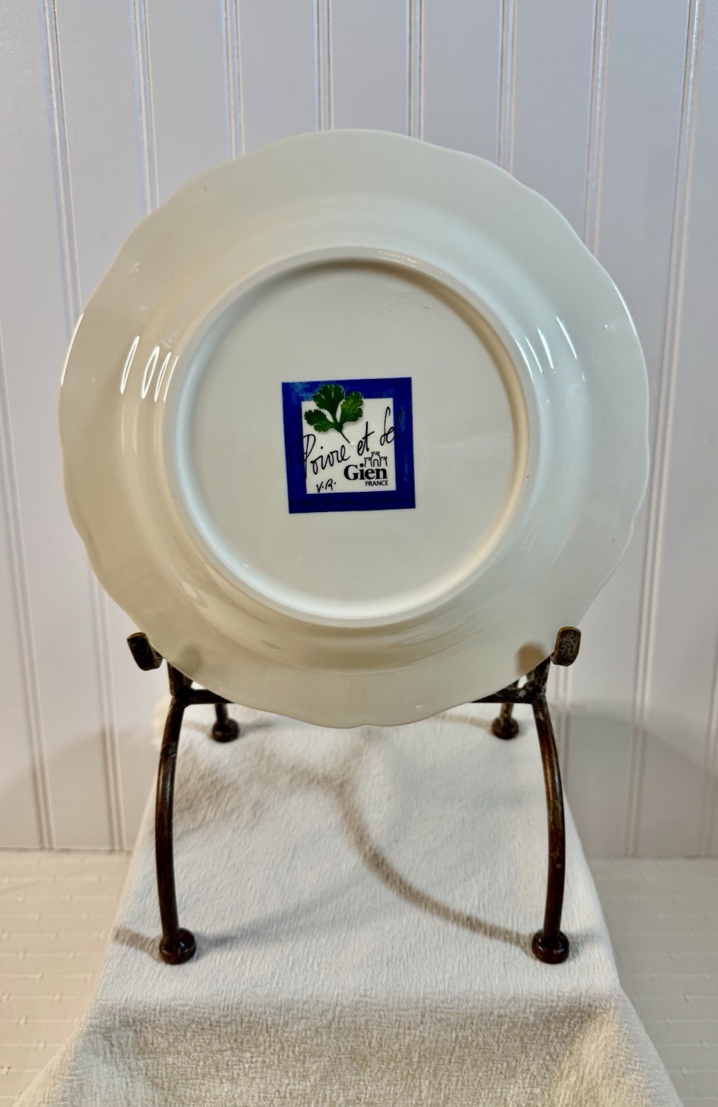 Poivre Et Sel Blue Vint. Set of 4 Salad Plates 8.75″ Faiencerie De Gien France